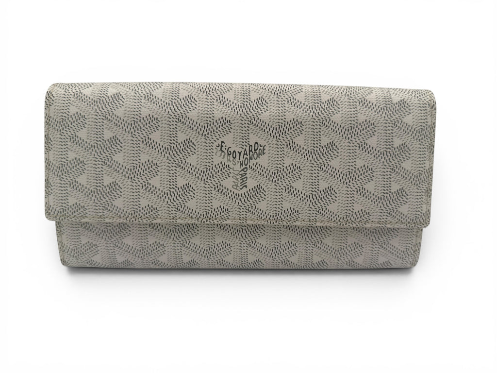 Goyard White Goyardine Long Flap Continental Wallet