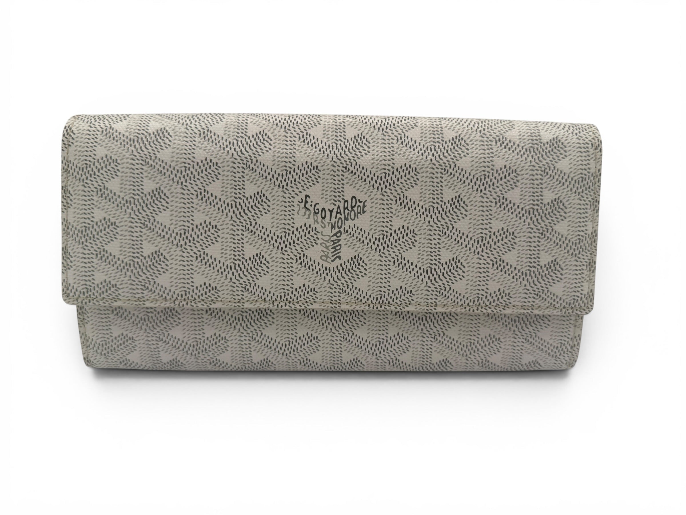 Goyard White Goyardine Long Flap Continental Wallet