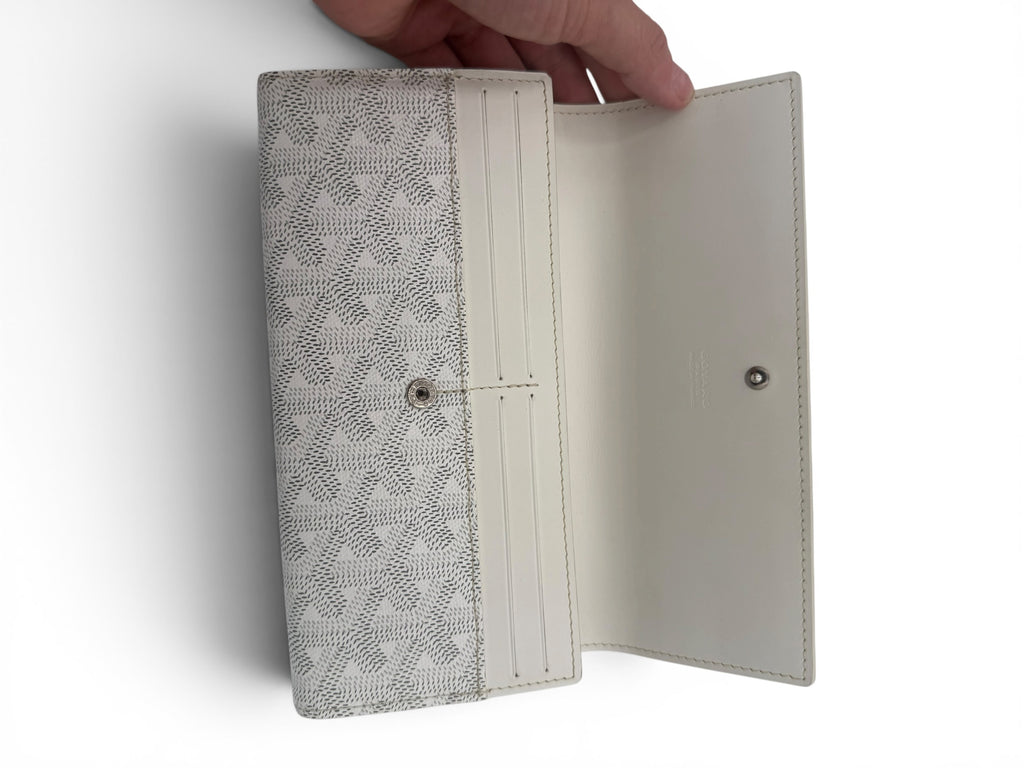 Goyard White Goyardine Long Flap Continental Wallet