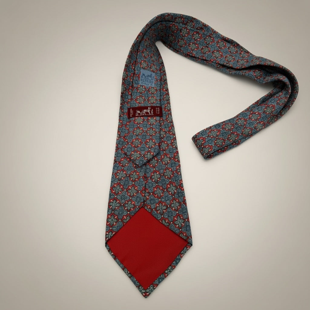 Hèrmes 100% Silk Geometric Print Tie