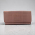 Burberry Highlands Continental Wallet Dusty Pink Embossed Check Leather Long Wallet