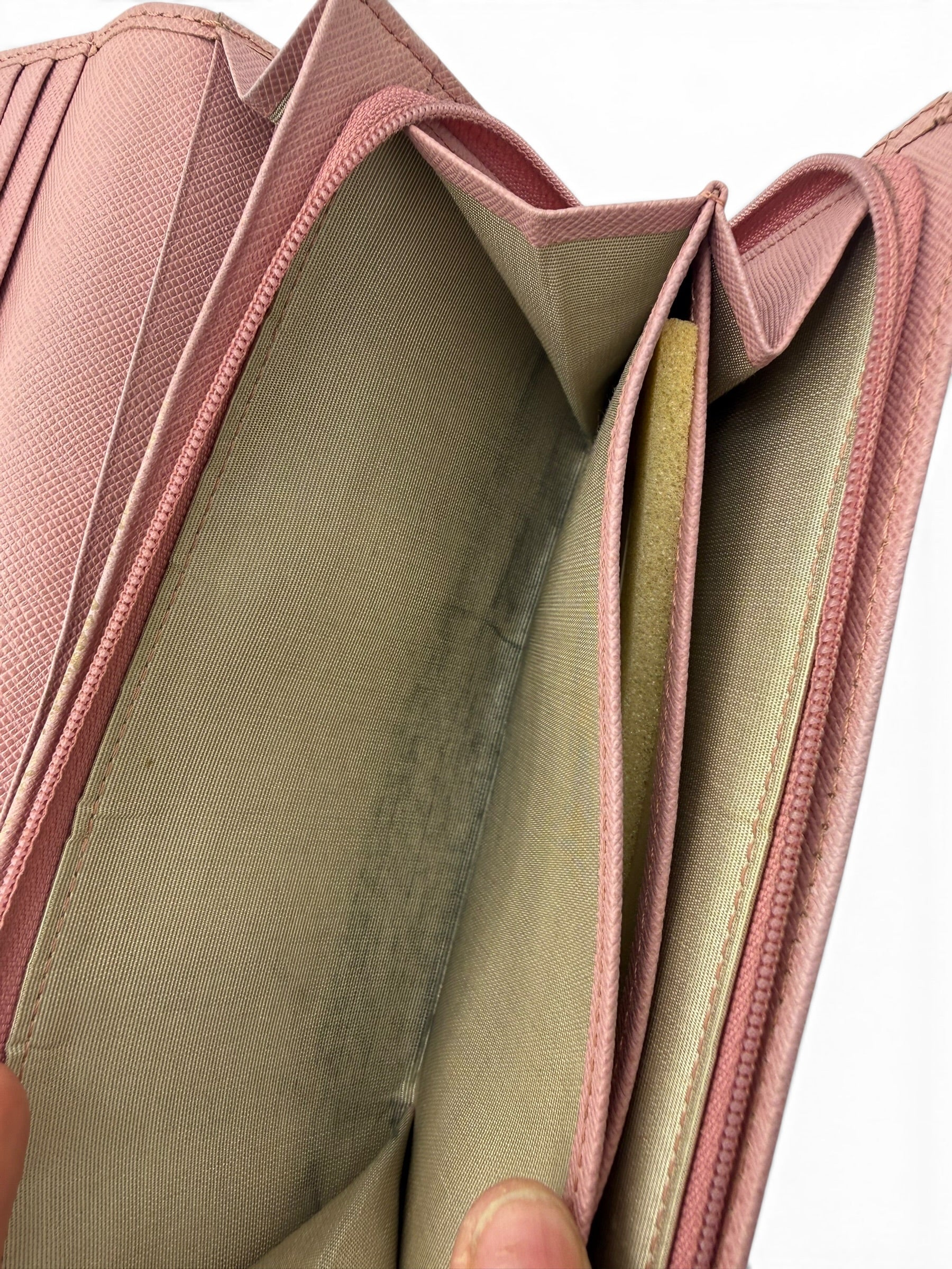 Burberry Highlands Continental Wallet Dusty Pink Embossed Check Leather Long Wallet