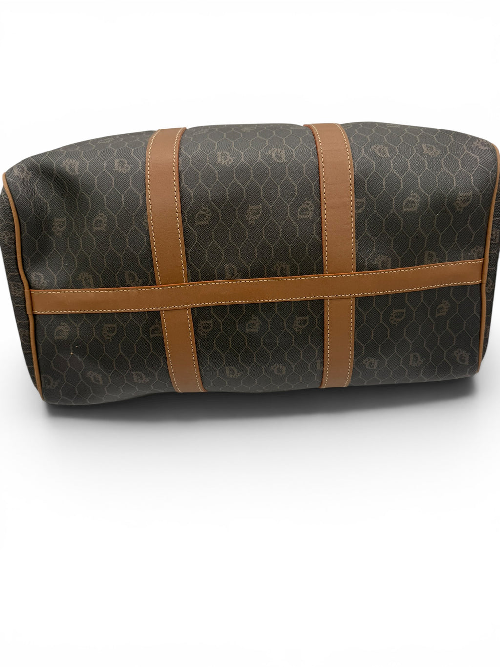Christian Dior Vintage Honeycomb Monogram Boston Travel Bag