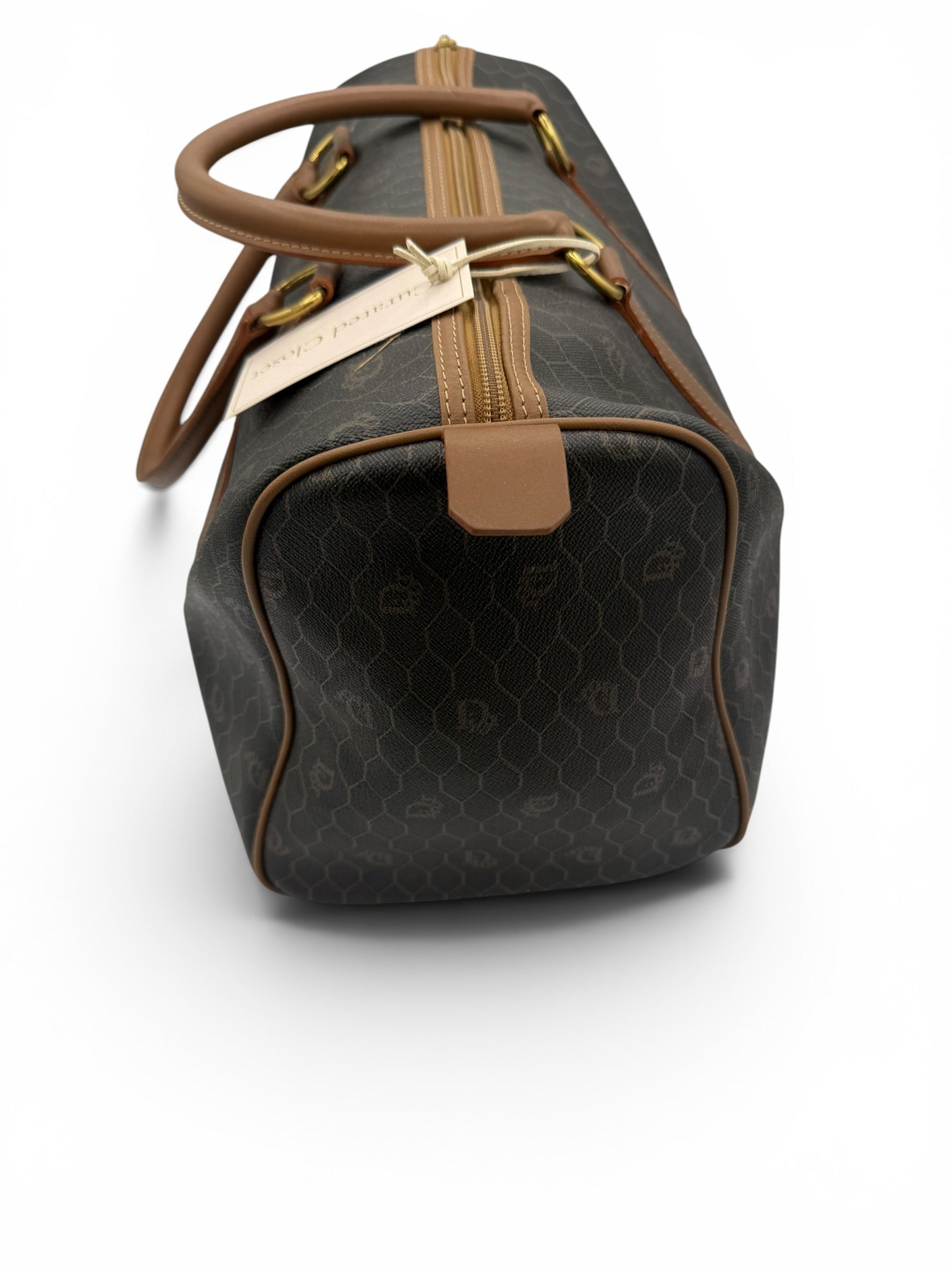 Christian Dior Vintage Honeycomb Monogram Boston Travel Bag