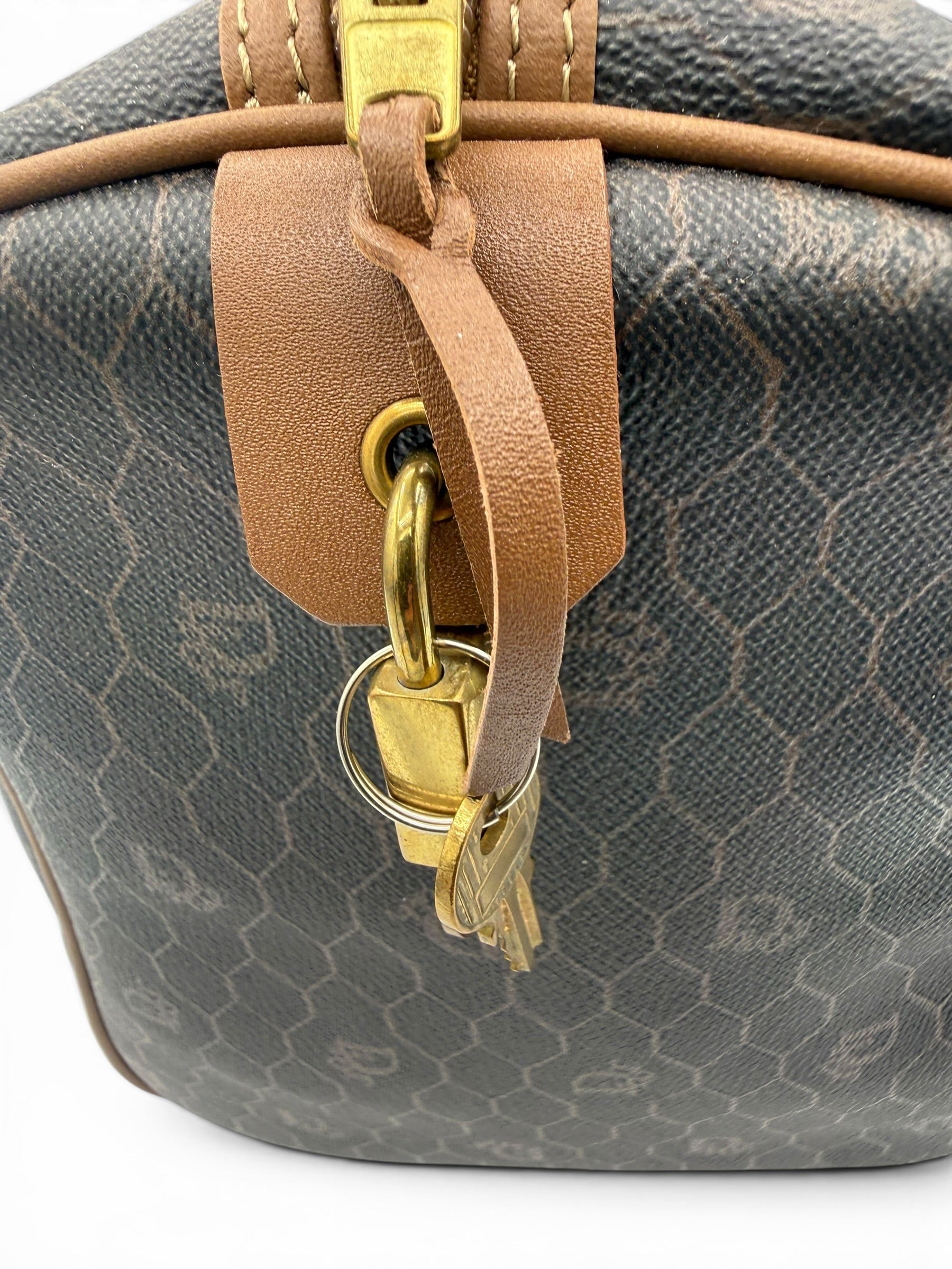 Christian Dior Vintage Honeycomb Monogram Boston Travel Bag