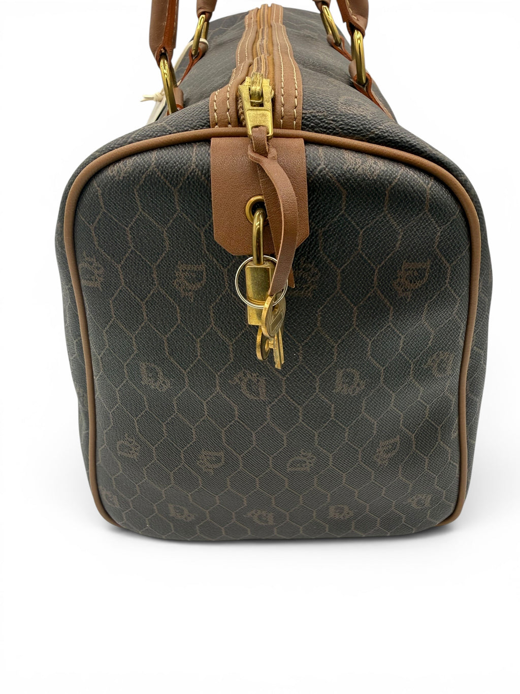 Christian Dior Vintage Honeycomb Monogram Boston Travel Bag