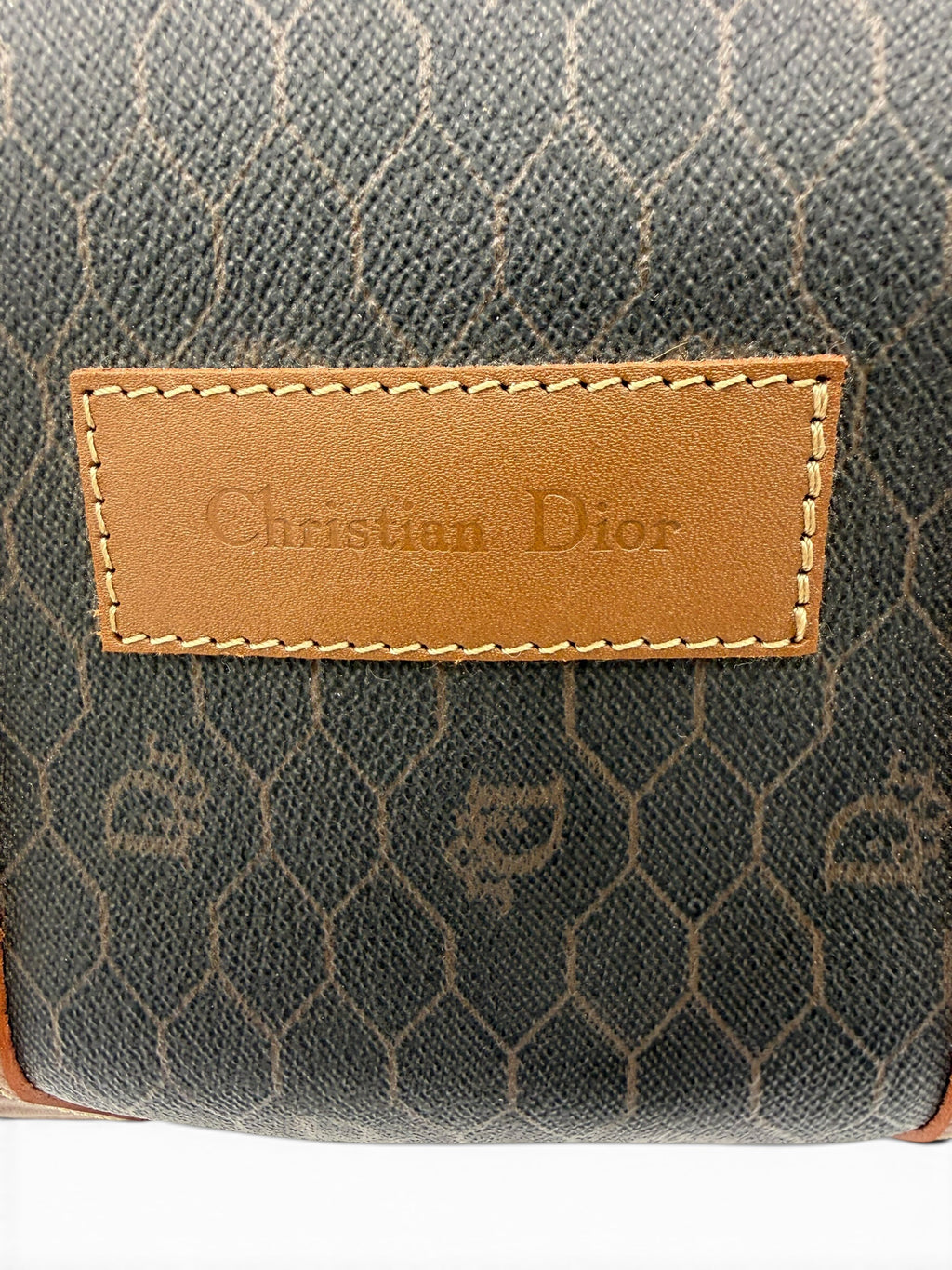 Christian Dior Vintage Honeycomb Monogram Boston Travel Bag