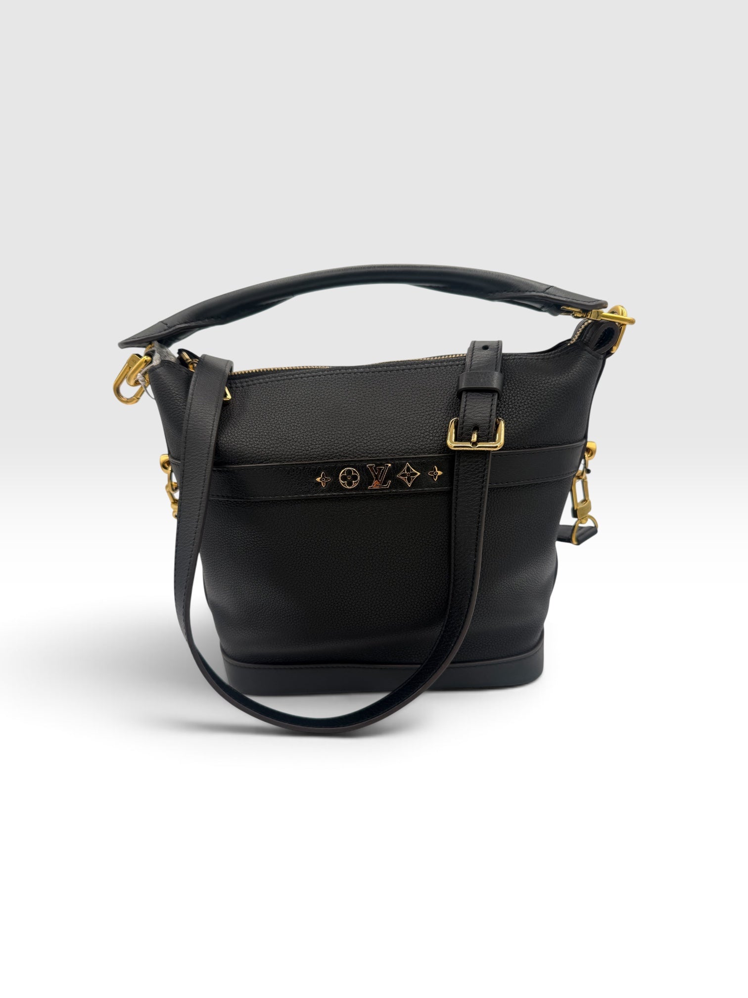 Louis Vuitton Black Grained Calfskin Cruiser PM Bag w/ Two Straps