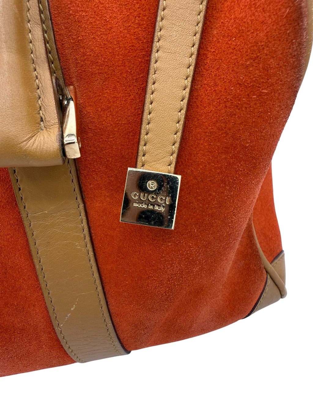 Gucci Suede Boston Bag Orange
