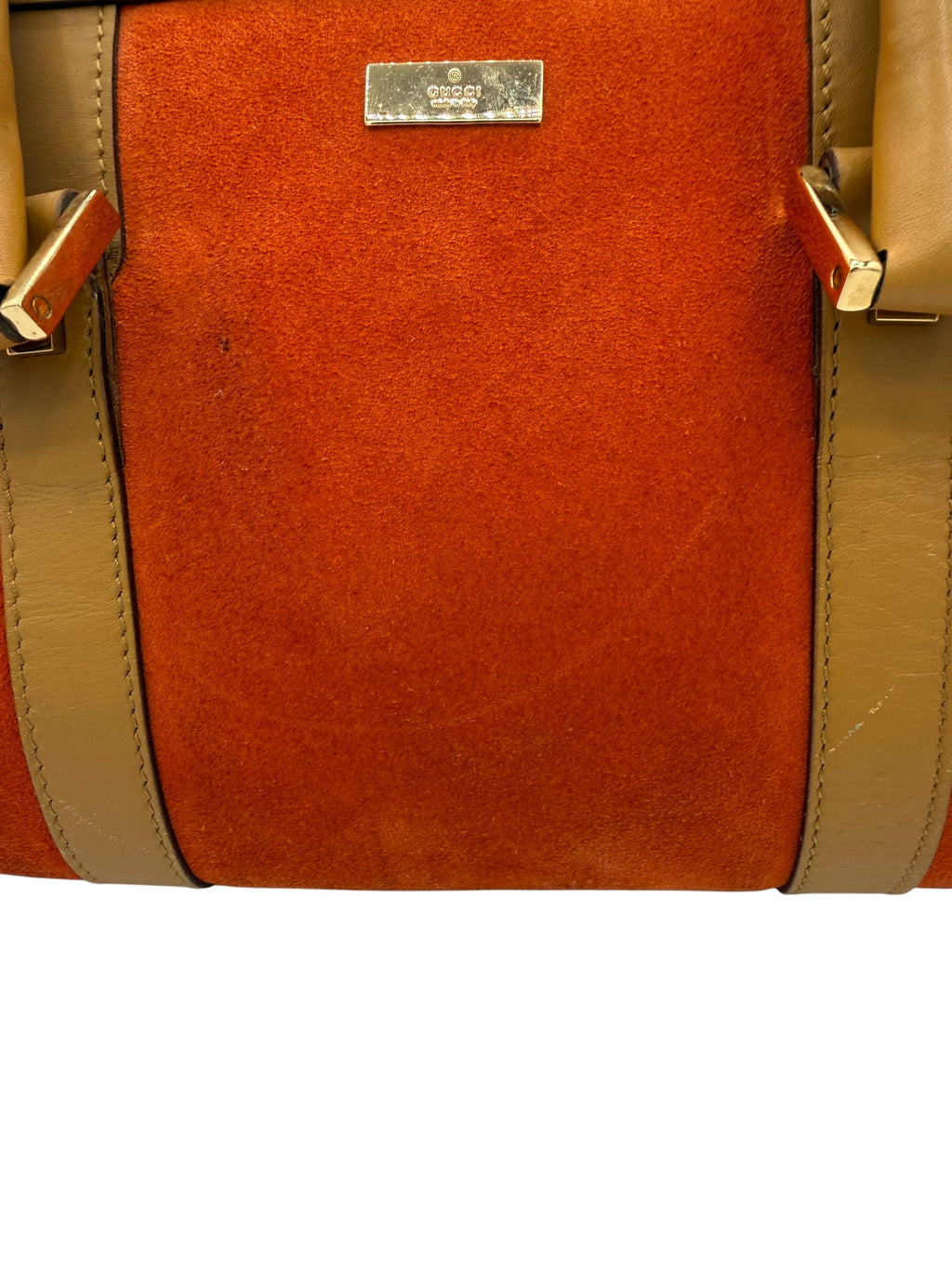 Gucci Suede Boston Bag Orange