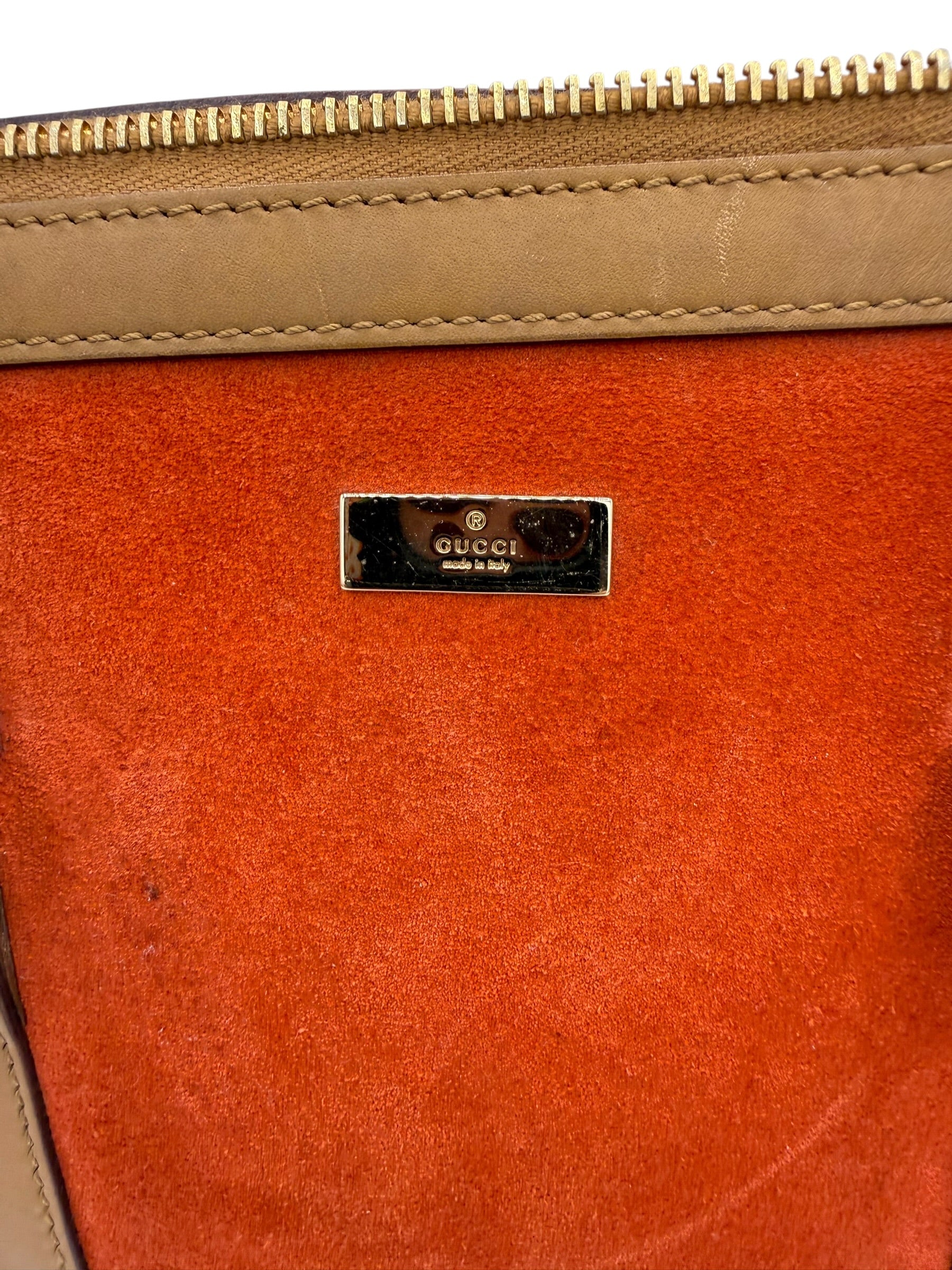 Gucci Suede Boston Bag Orange