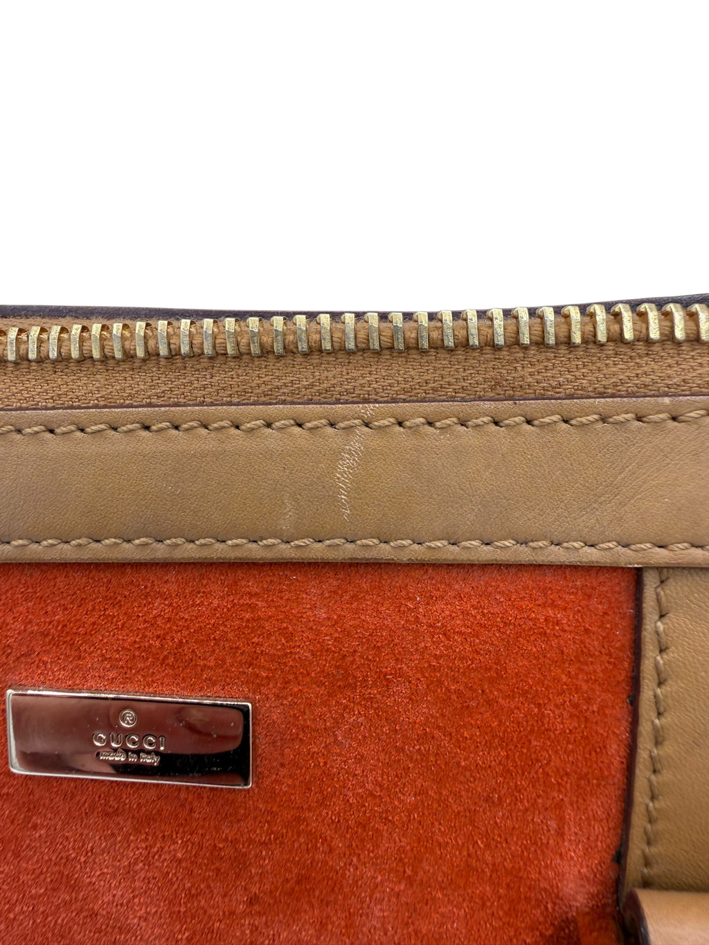 Gucci Suede Boston Bag Orange