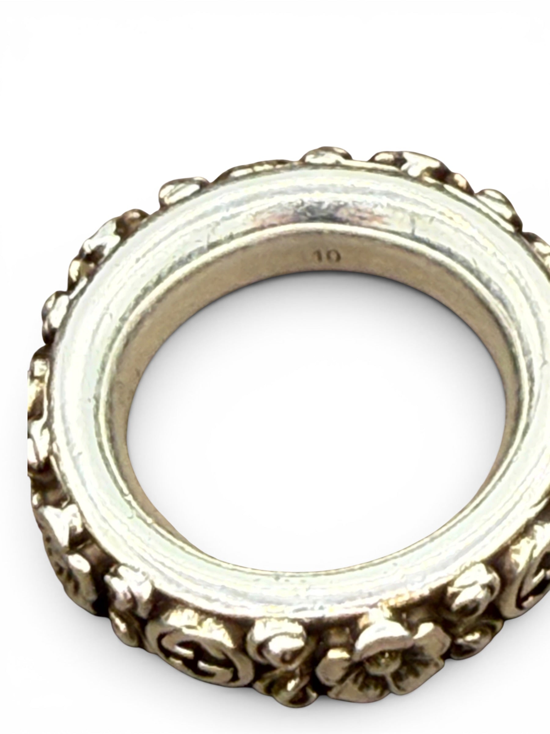 Gucci Interlocking G Bloom Sterling Silver Ring – US Size 5