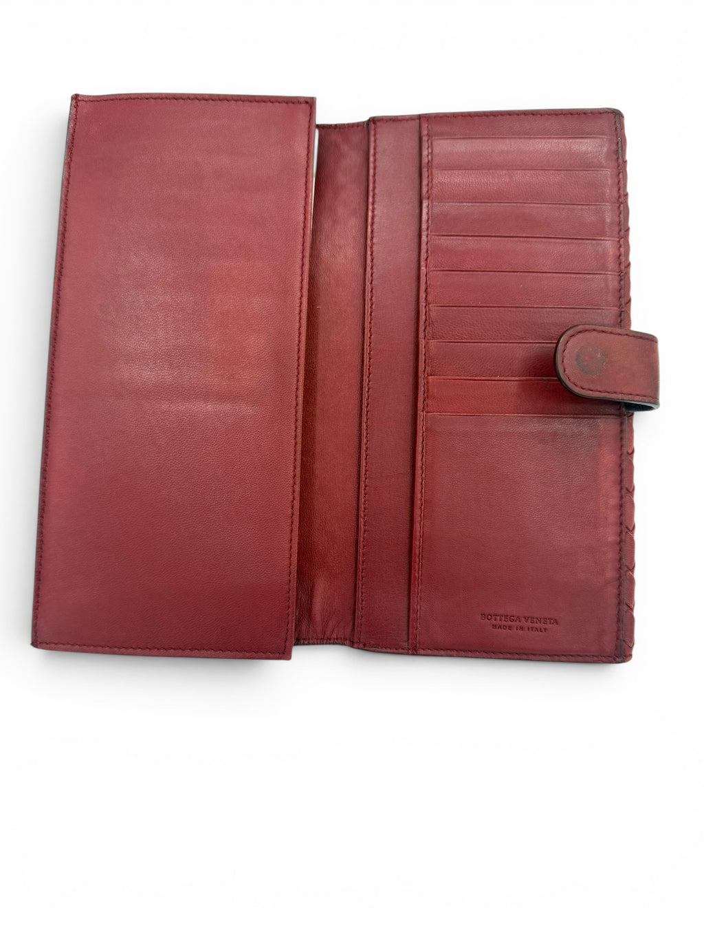 Bottega Veneta Intrecciato Continental Wallet Burgundy Leather Vintage