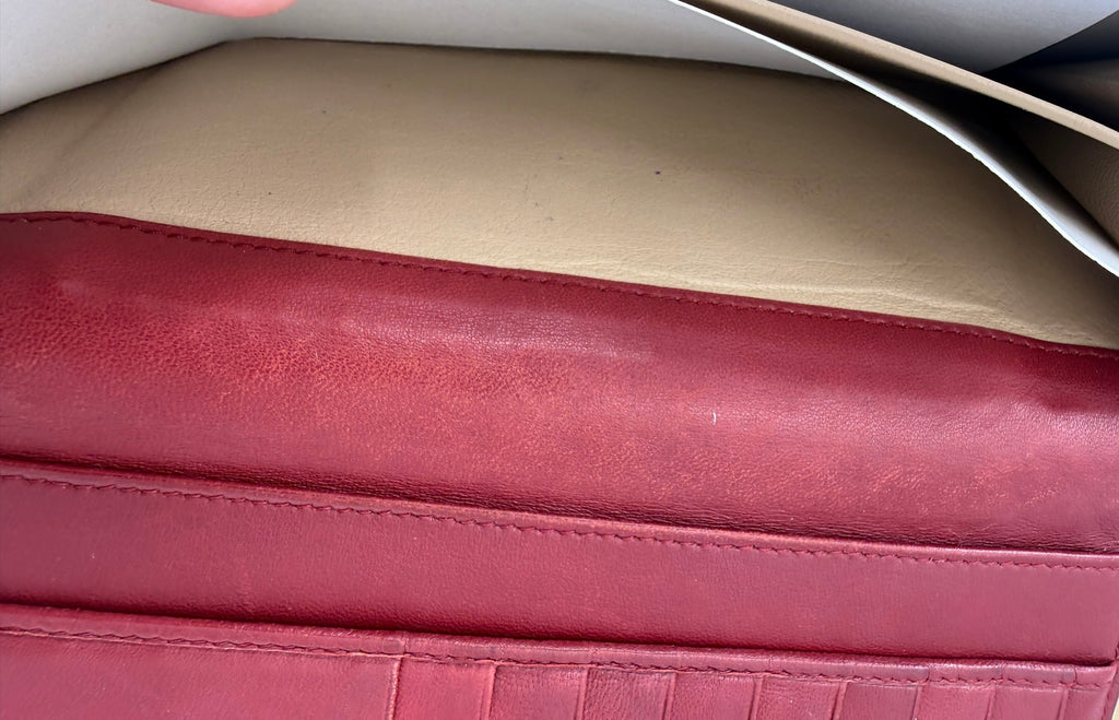 Bottega Veneta Intrecciato Continental Wallet Burgundy Leather Vintage