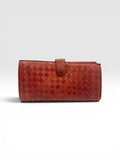 Bottega Veneta Intrecciato Continental Wallet Burgundy Leather Vintage