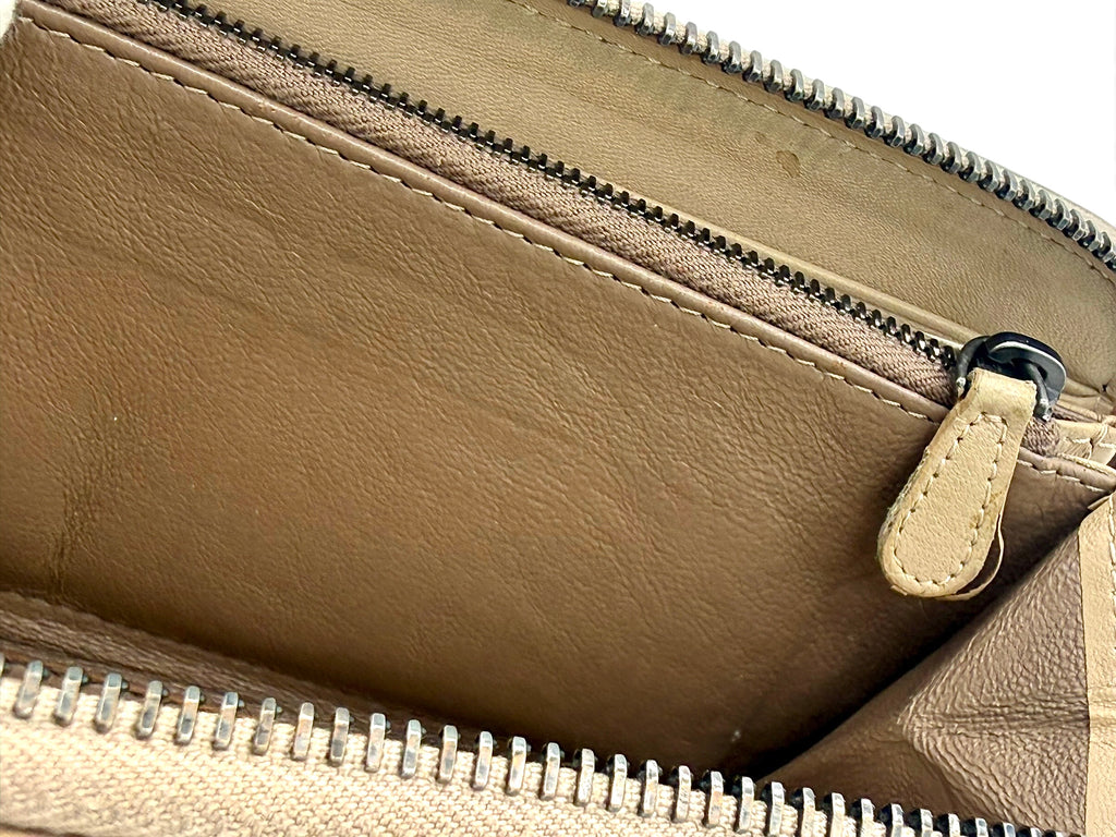 Bottega Veneta Intrecciato Zip Around Wallet In Beige Nappa Leather With Python Trim
