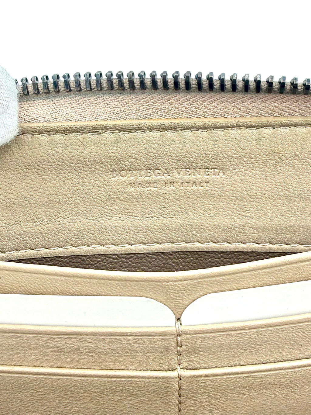 Bottega Veneta Intrecciato Zip Around Wallet In Beige Nappa Leather With Python Trim