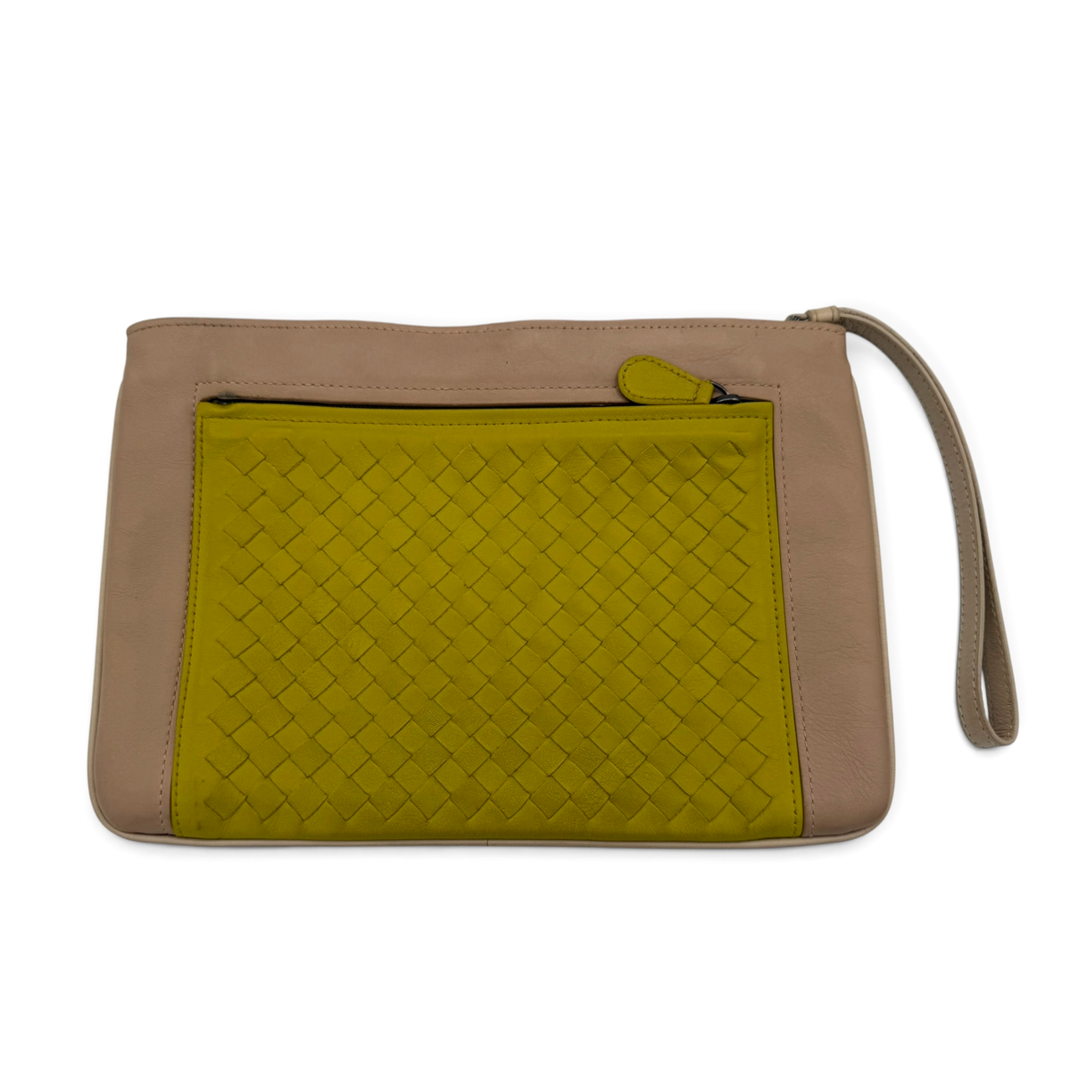 Bottega Veneta Intrecciato Wristlet Clutch Beige/Lime