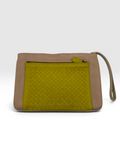 Bottega Veneta Intrecciato Wristlet Clutch Beige/Lime