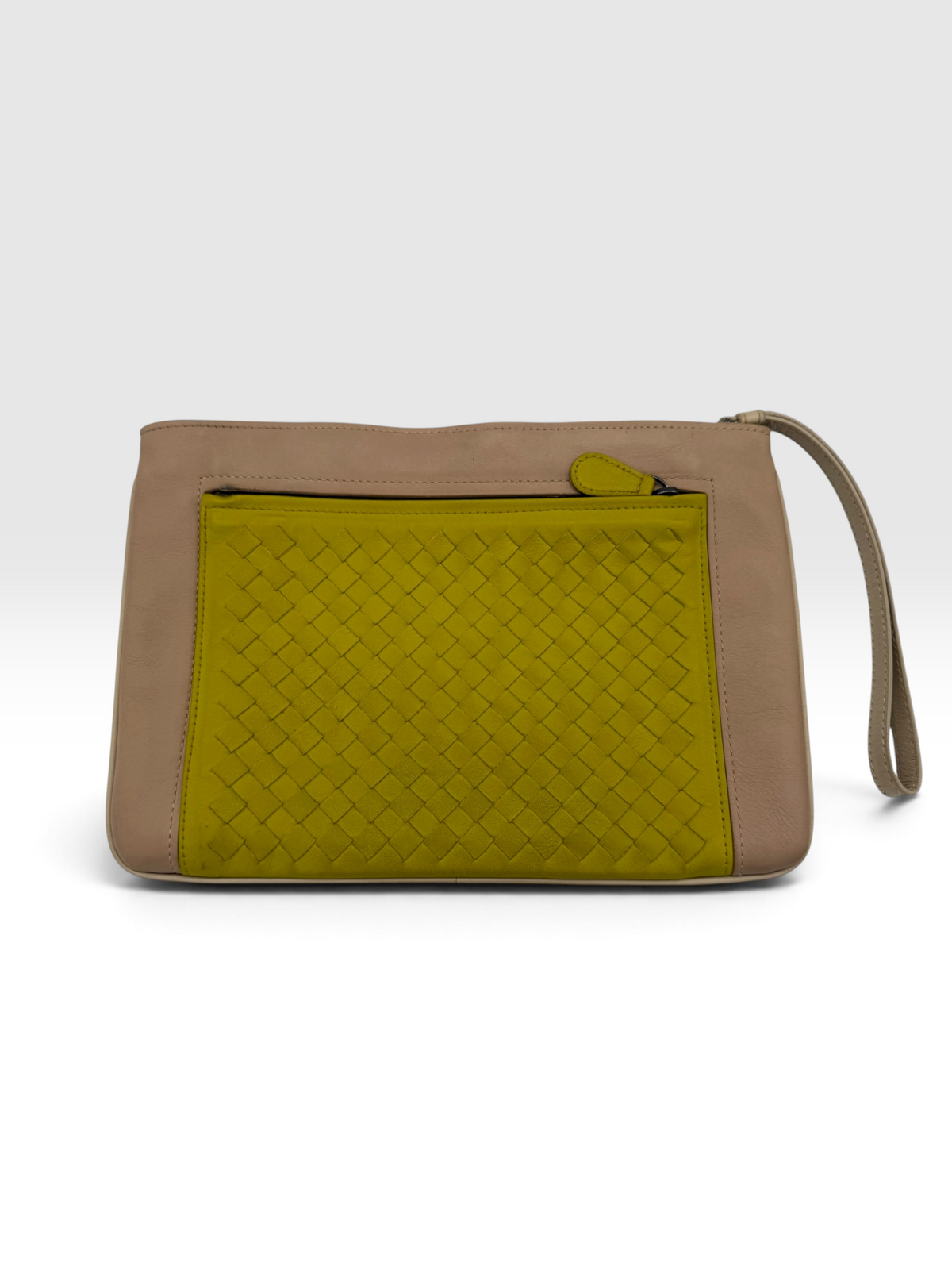 Bottega Veneta Intrecciato Wristlet Clutch Beige/Lime