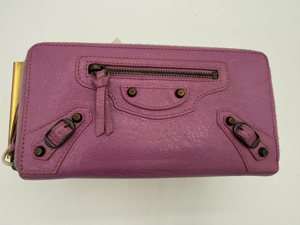 Balenciaga Le City Continental Zip Around Wallet - Hot Pink Lambskin