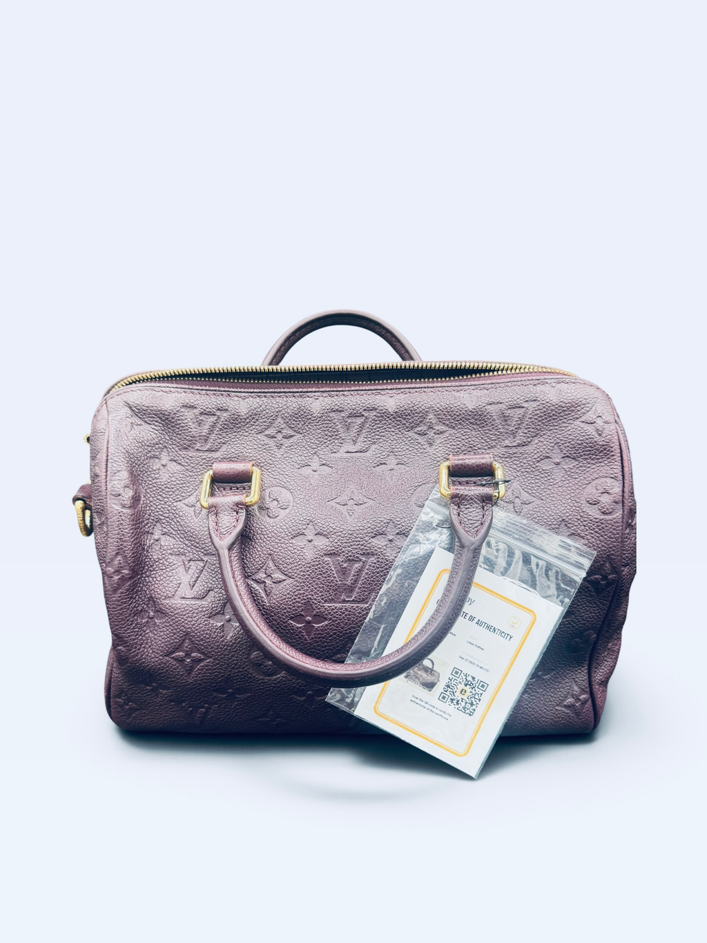 Louis Vuitton Monogram Empreinte Speedy Bandoulière 25 Aube | Purple Leather | COA