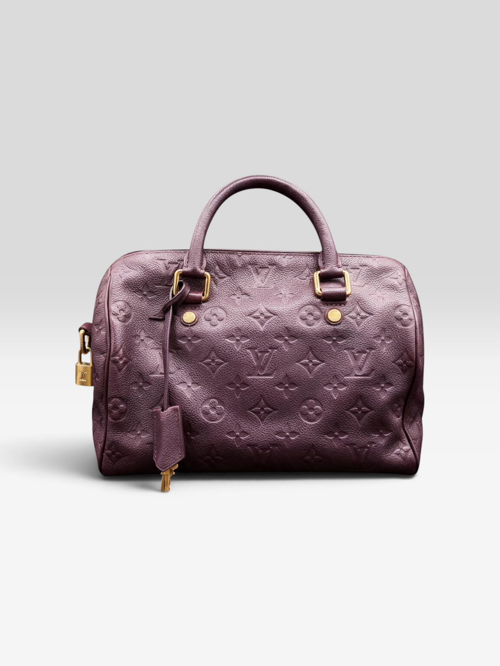 Louis Vuitton Monogram Empreinte Speedy Bandoulière 25 Aube | Purple Leather | COA