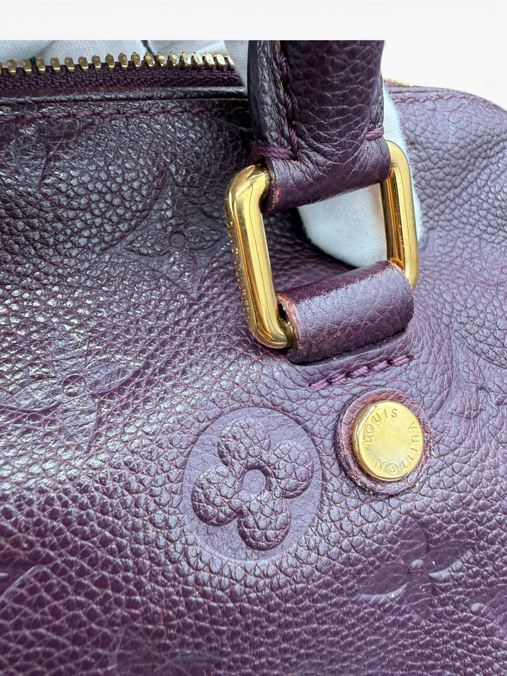 Louis Vuitton Monogram Empreinte Speedy Bandoulière 25 Aube | Purple Leather | COA