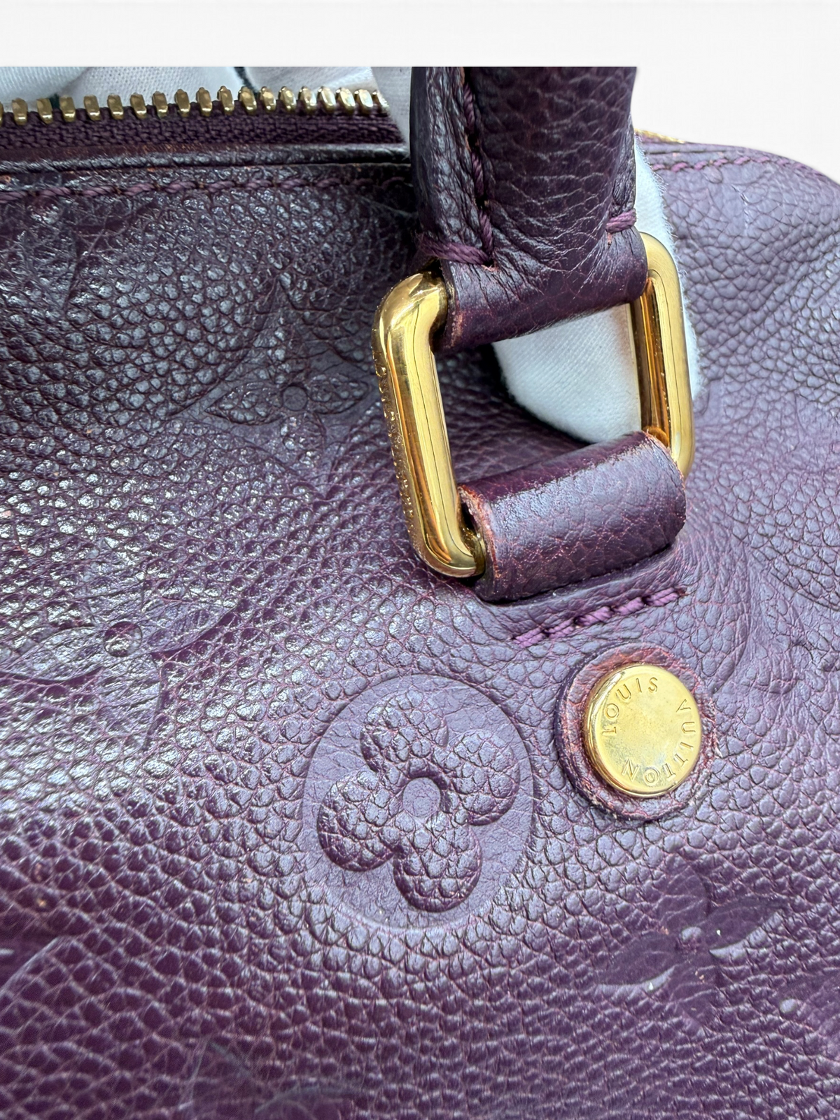 Louis Vuitton Monogram Empreinte Speedy Bandoulière 25 Aube | Purple Leather | COA