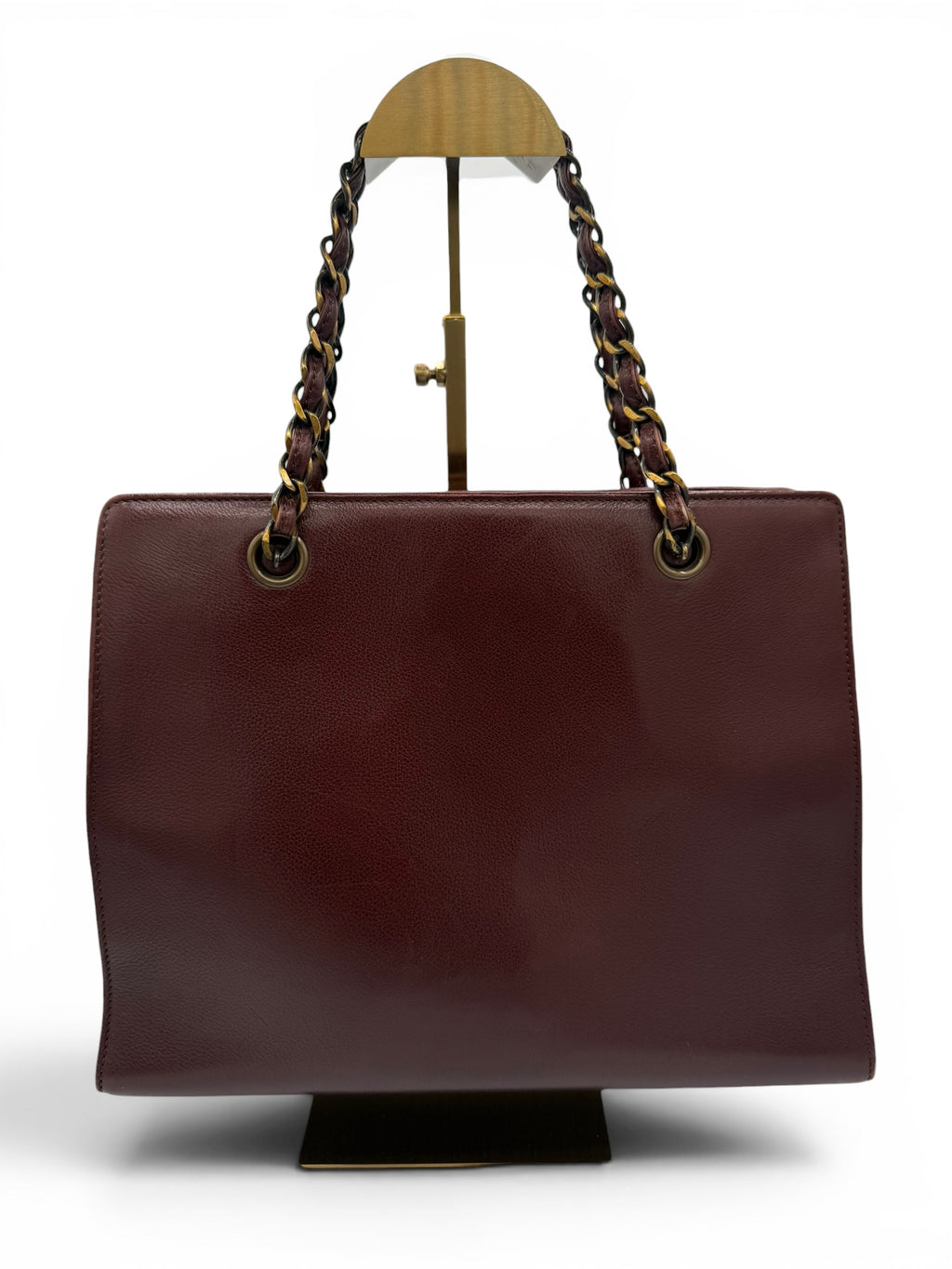 Vintage Chanel Burgundy Lambskin Chain Tote Bag Gold Hardware