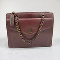 Vintage Chanel Burgundy Lambskin Chain Tote Bag Gold Hardware