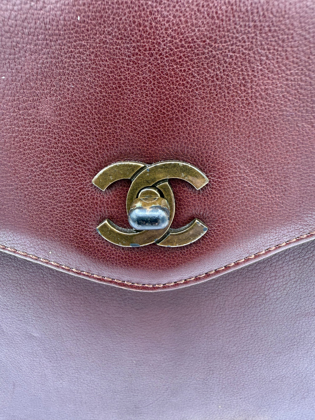 Vintage Chanel Burgundy Lambskin Chain Tote Bag Gold Hardware