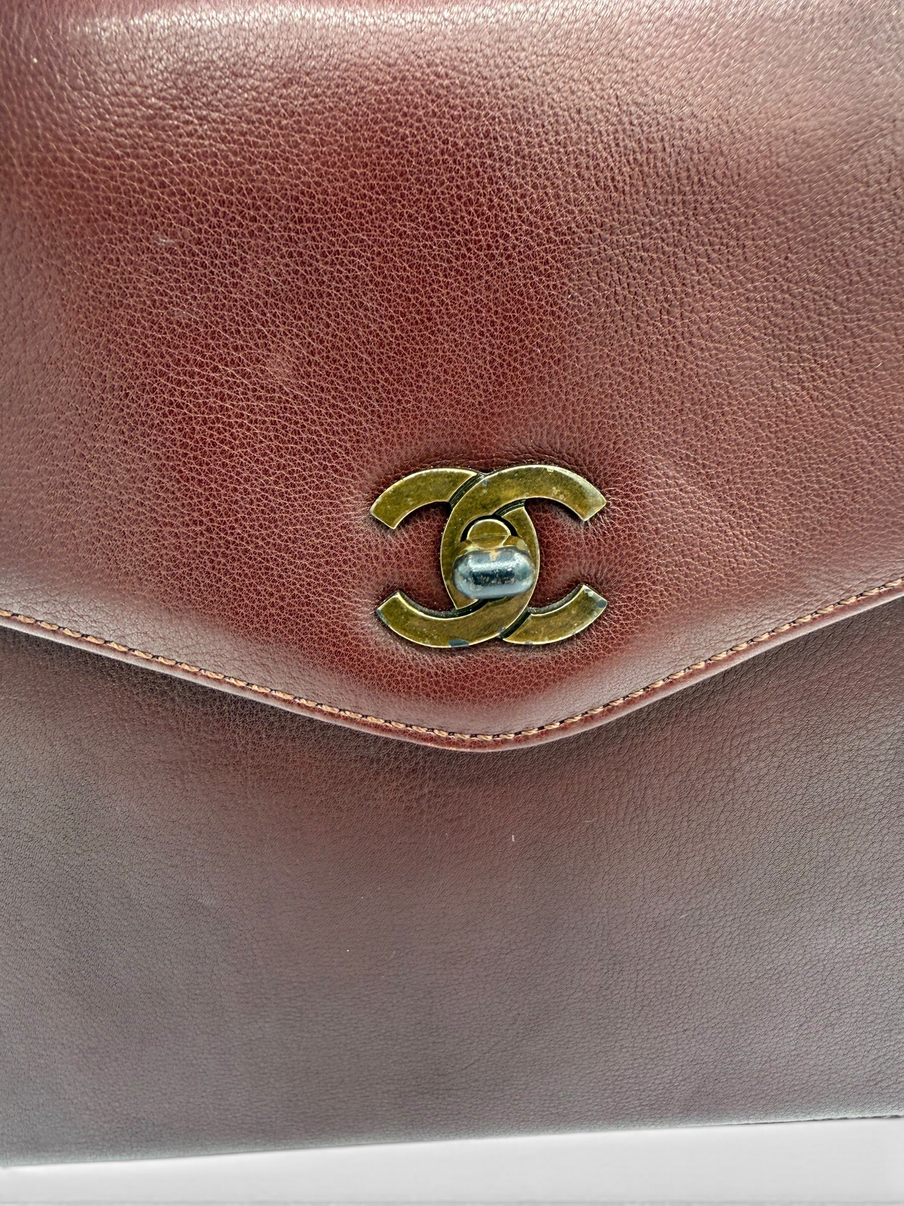 Vintage Chanel 1998 Burgundy Lambskin CC Pocket Tote Bag