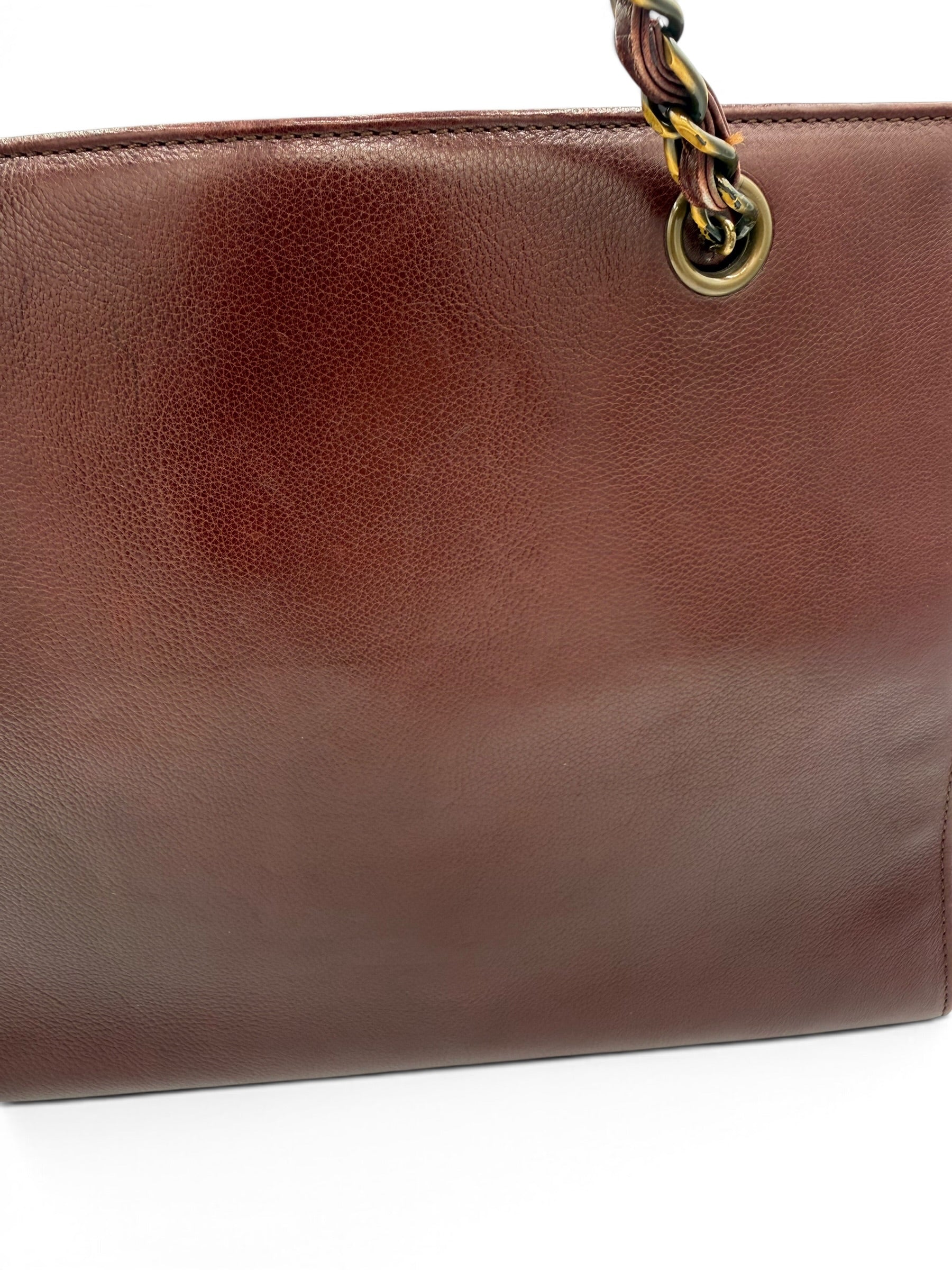 Vintage Chanel 1998 Burgundy Lambskin CC Pocket Tote Bag