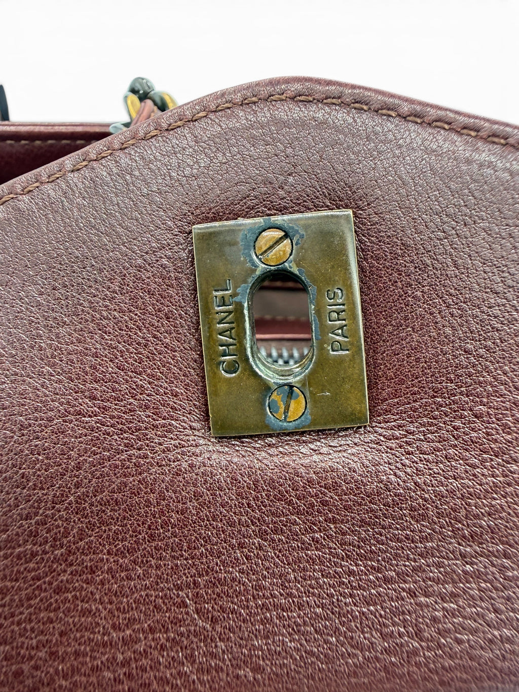 Vintage Chanel 1998 Burgundy Lambskin CC Pocket Tote Bag