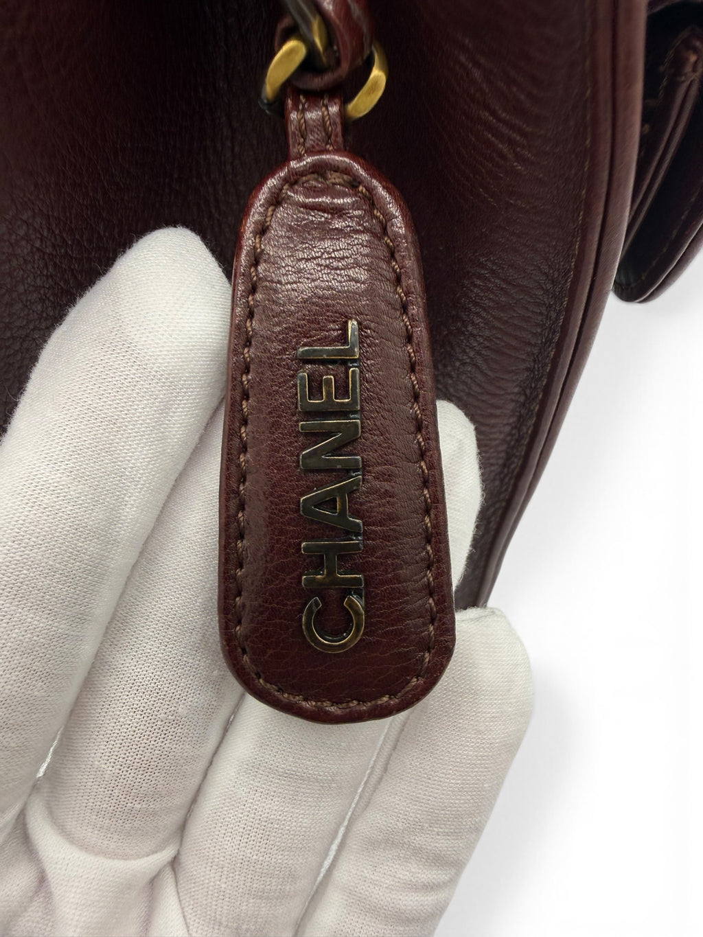 Vintage Chanel 1998 Burgundy Lambskin CC Pocket Tote Bag