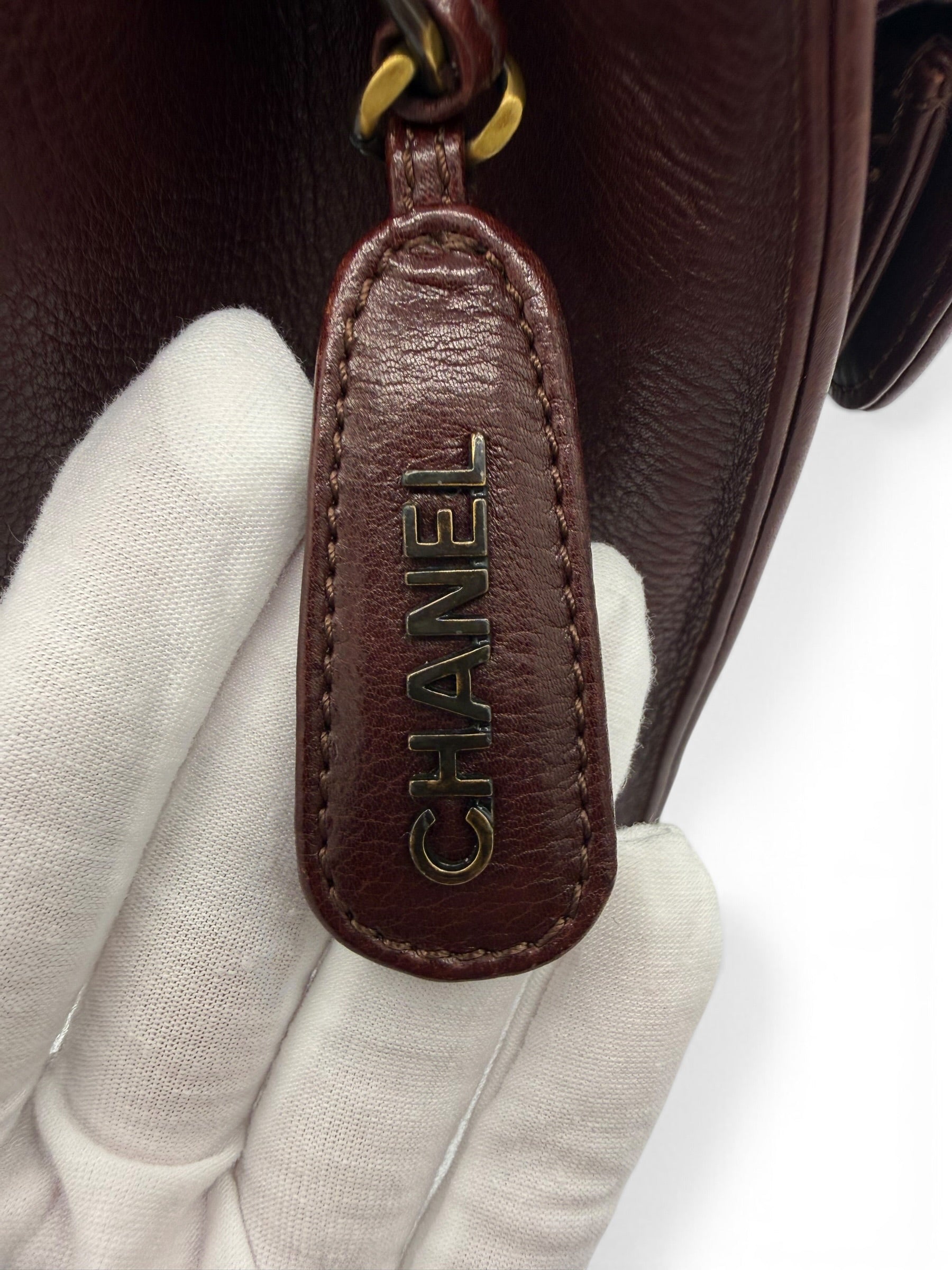 Vintage Chanel 1998 Burgundy Lambskin CC Pocket Tote Bag