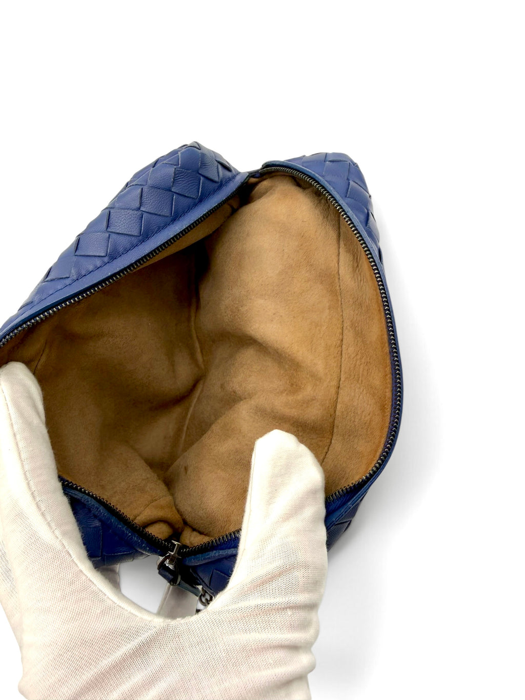 Bottega Veneta Olimpia Cobalt Blue Intrecciato Nappa Leather Chain Crossbody Bag