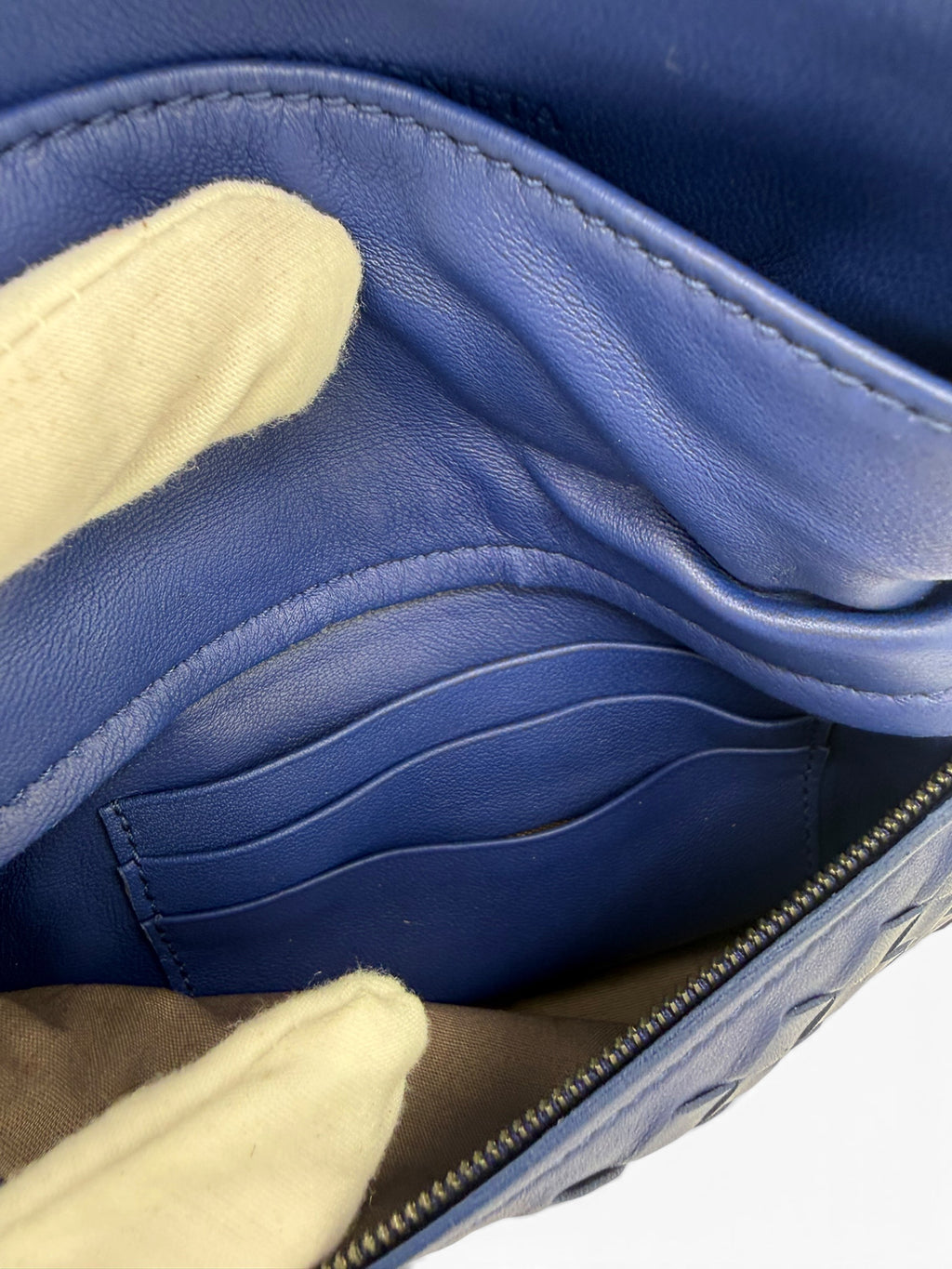 Bottega Veneta Olimpia Cobalt Blue Intrecciato Nappa Leather Chain Crossbody Bag