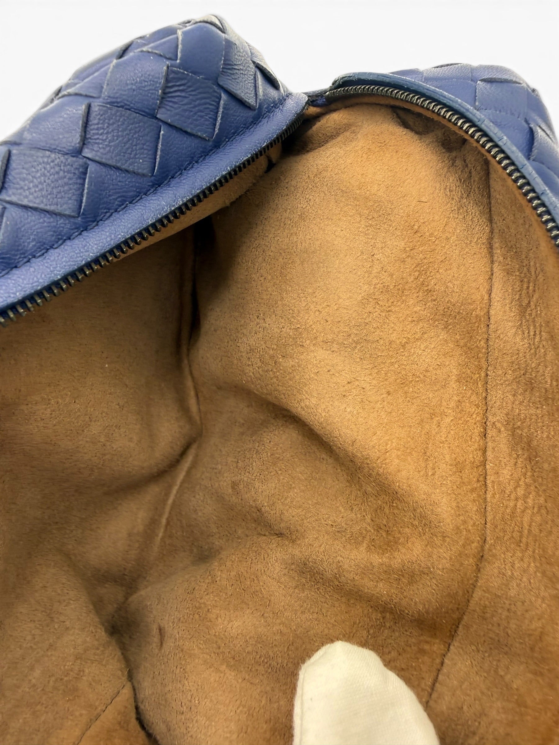 Bottega Veneta Olimpia Cobalt Blue Intrecciato Nappa Leather Chain Crossbody Bag