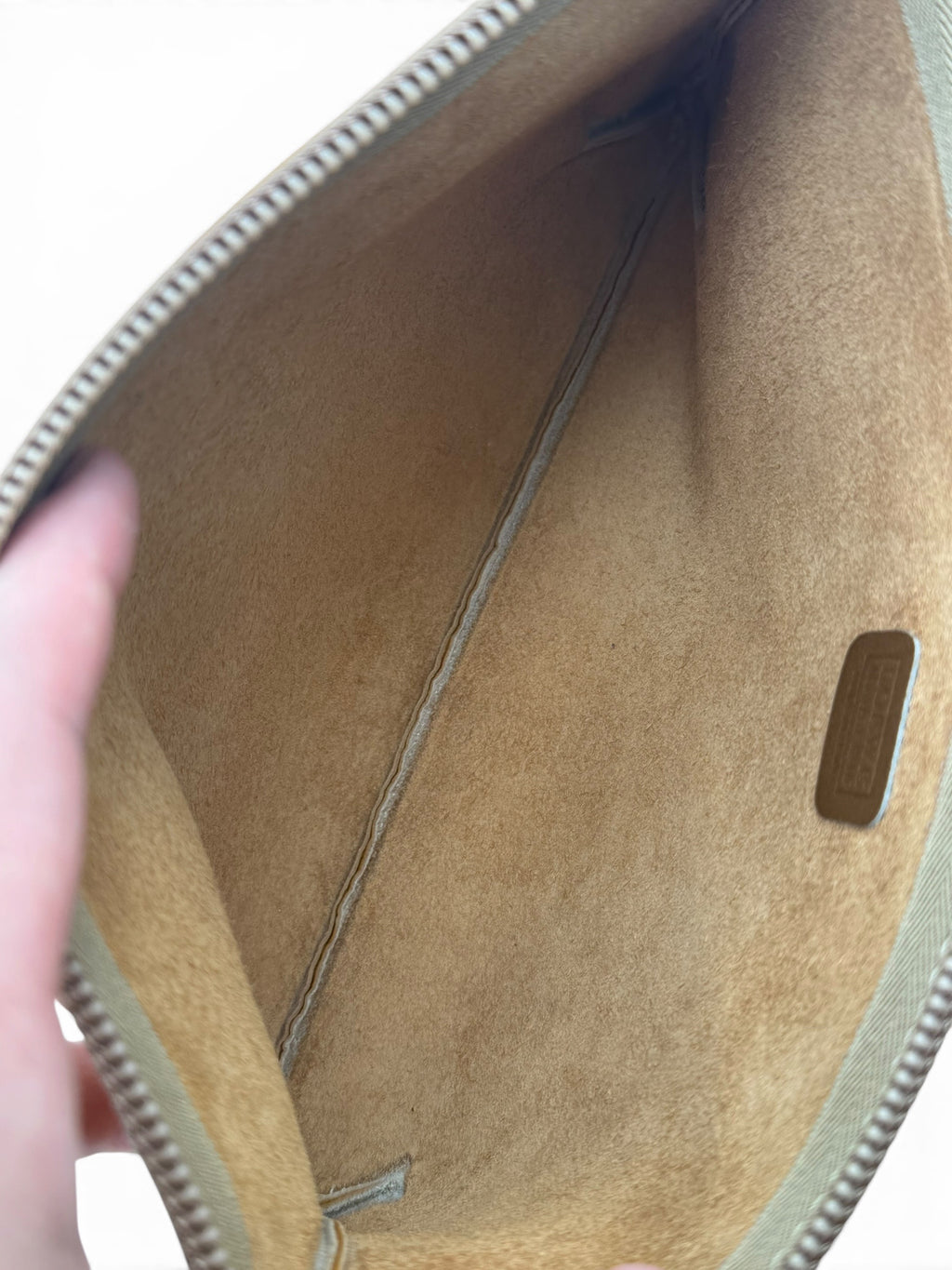 Loewe Large T Pouch in Tan Grained Calfskin Leather