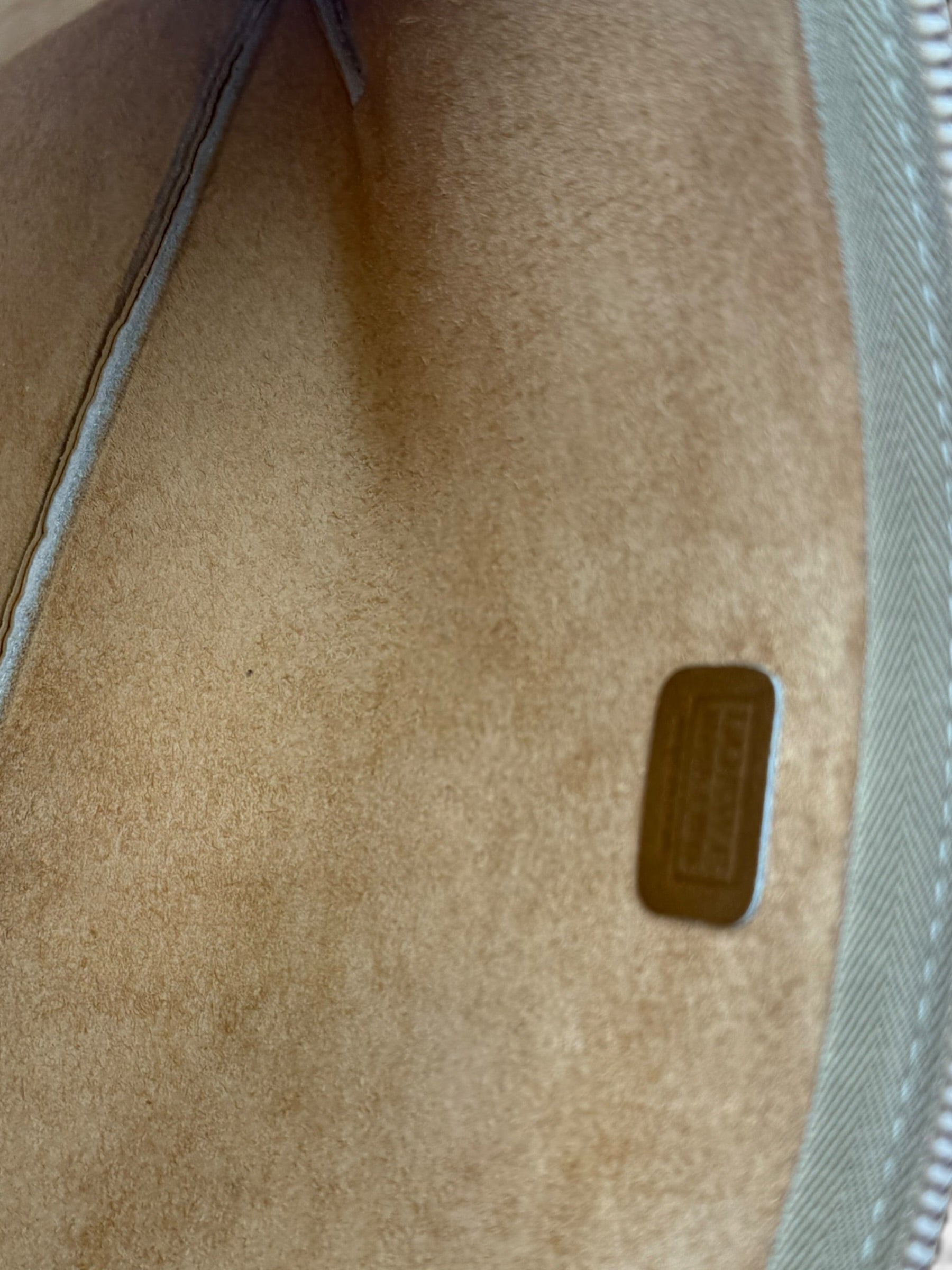 Loewe Large T Pouch in Tan Grained Calfskin Leather