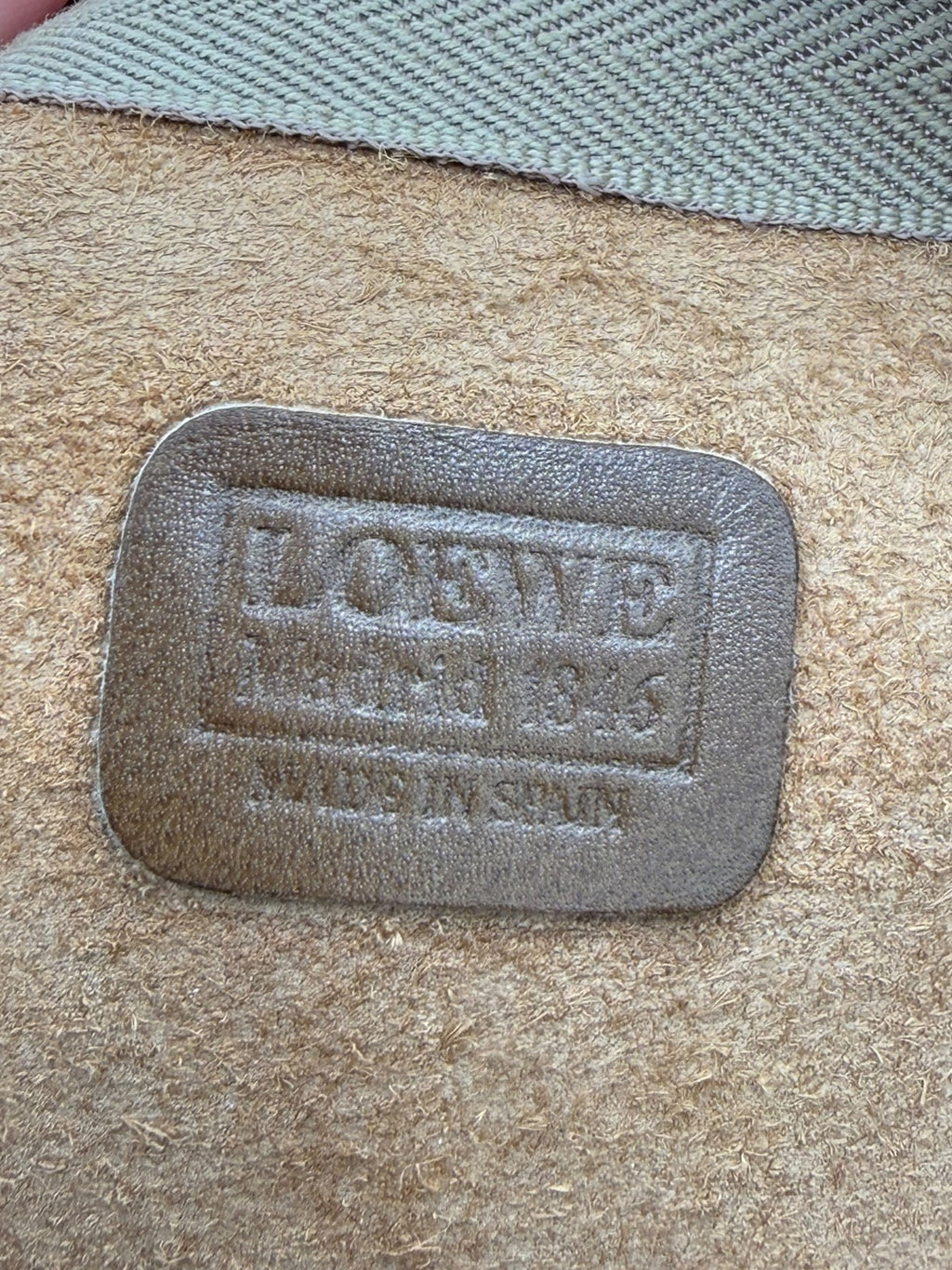 Loewe Large T Pouch in Tan Grained Calfskin Leather