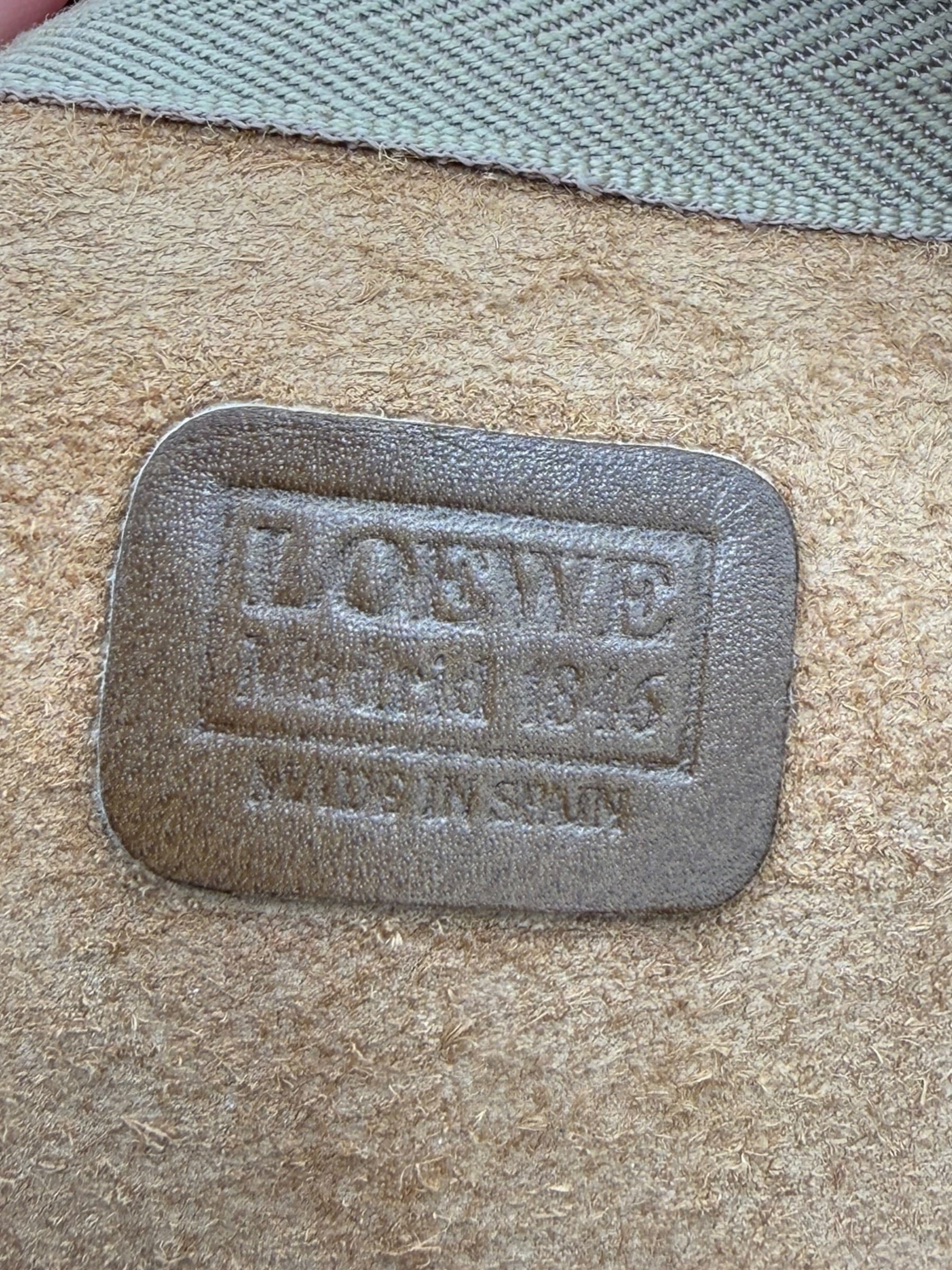 Loewe Large T Pouch in Tan Grained Calfskin Leather