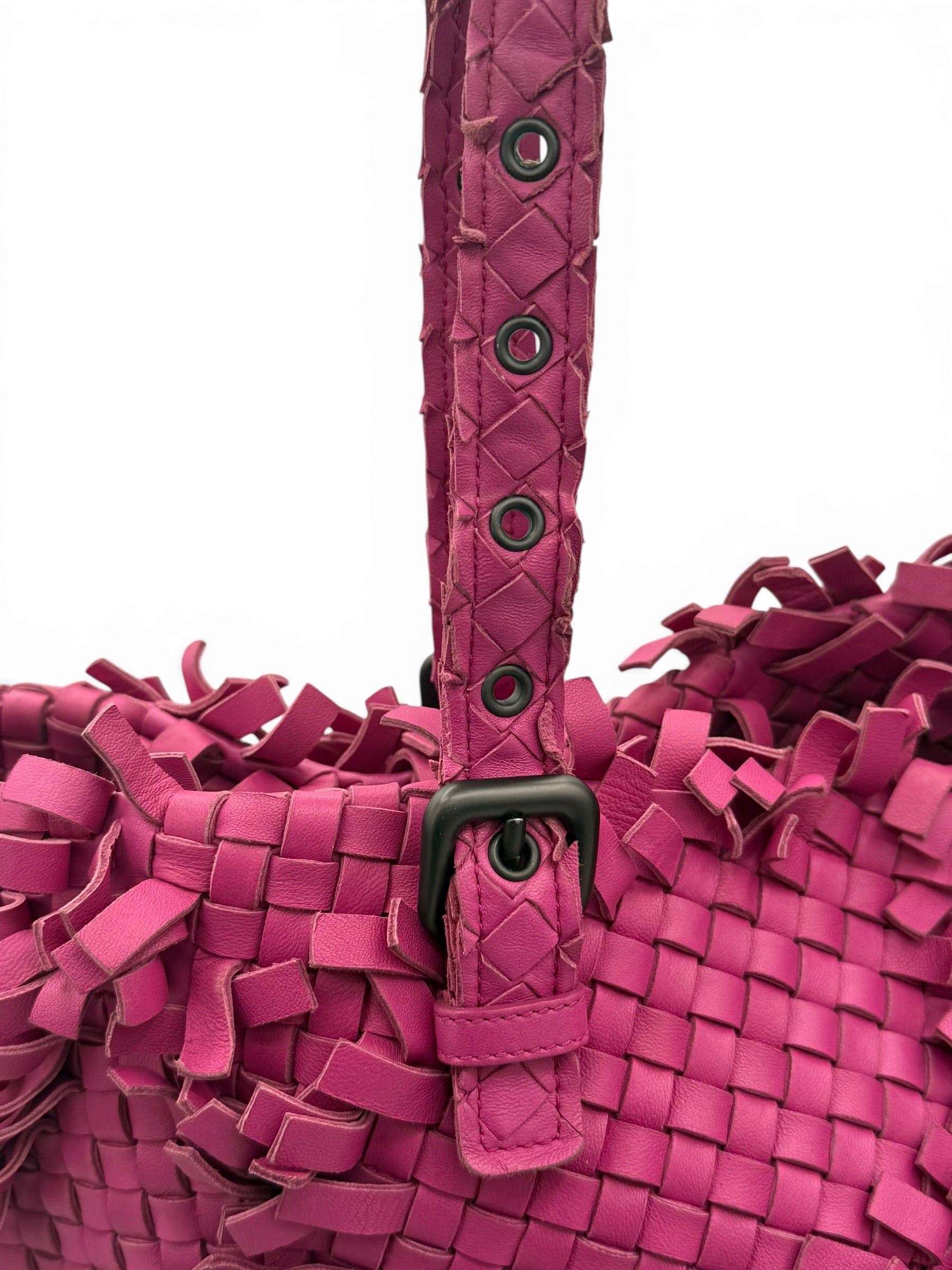 Bottega Veneta Lido Patchwork Intrecciato Tote Fringe Intrecciato Nappa Large