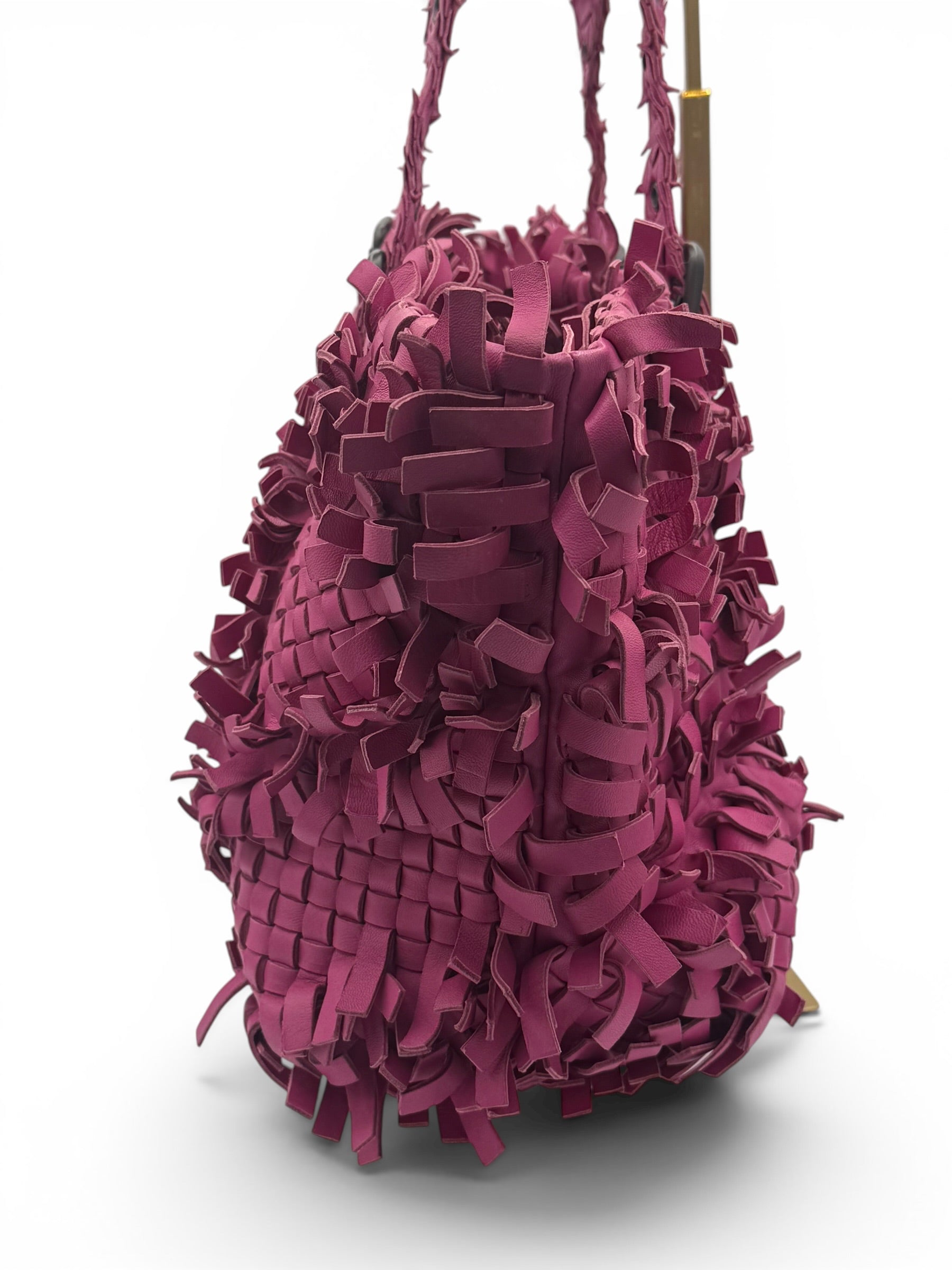 Bottega Veneta Lido Patchwork Intrecciato Tote Fringe Intrecciato Nappa Large