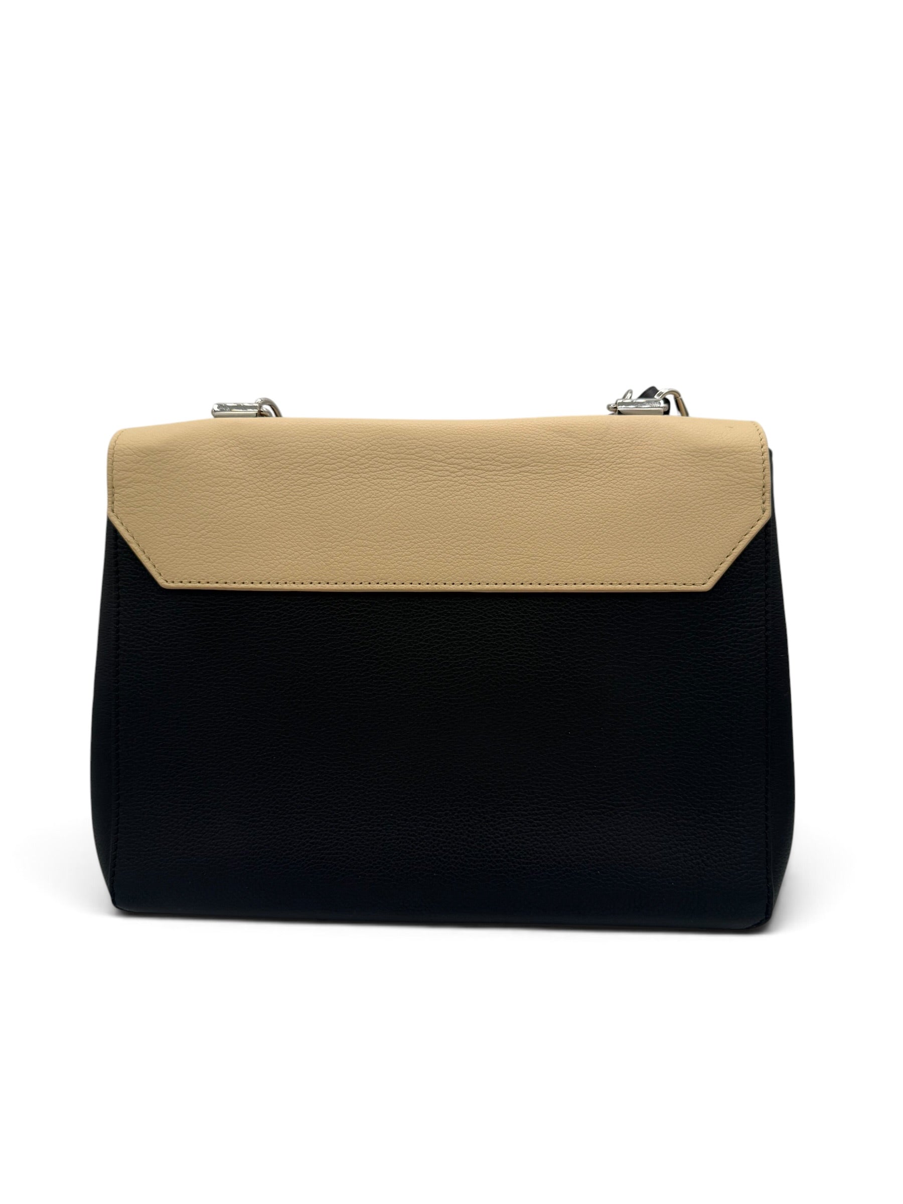 Louis Vuitton Lockme Flap MM Taurillon Leather Shoulder Bag – Crème & Black