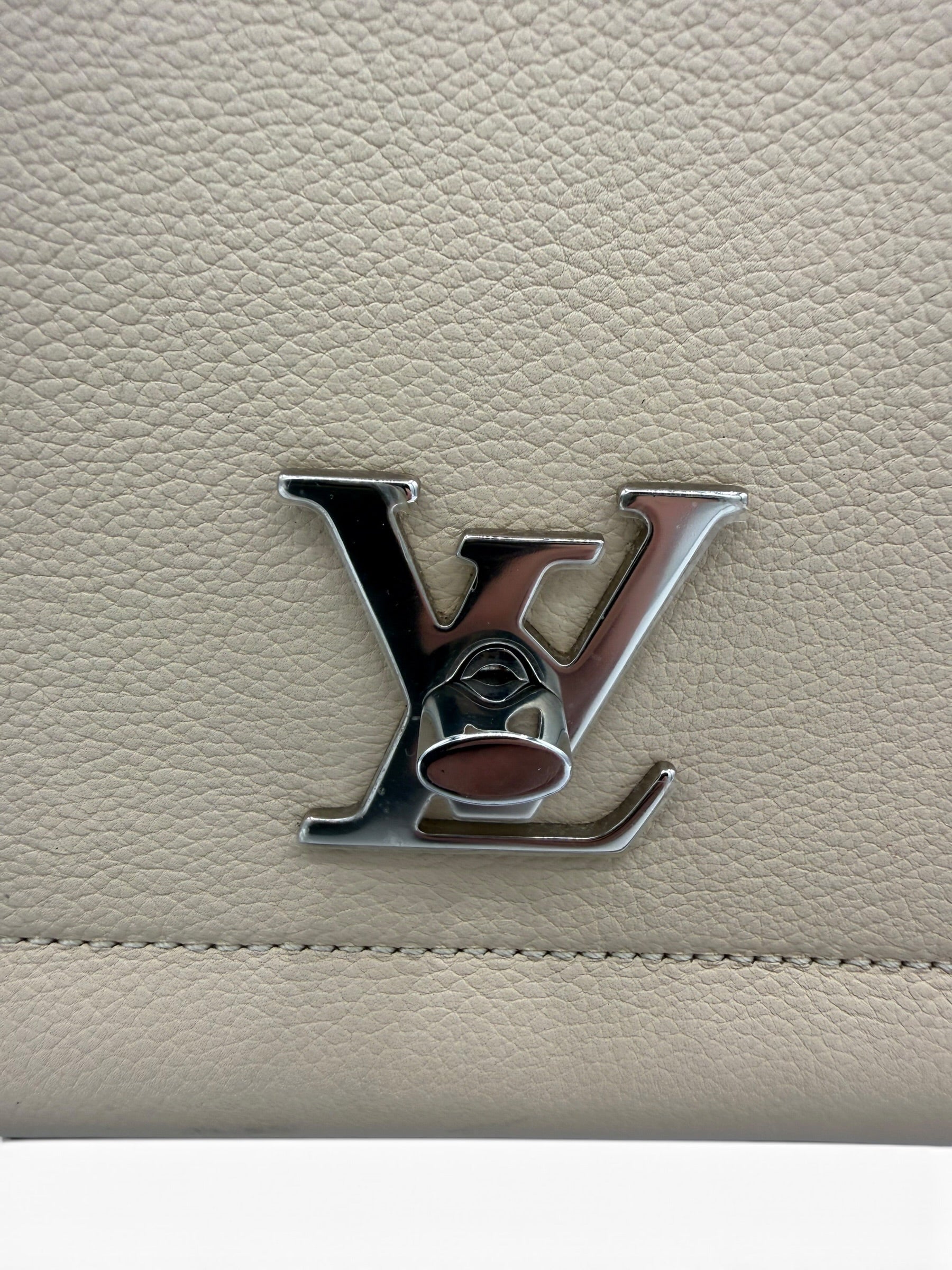 Louis Vuitton Lockme Flap MM Taurillon Leather Shoulder Bag – Crème & Black