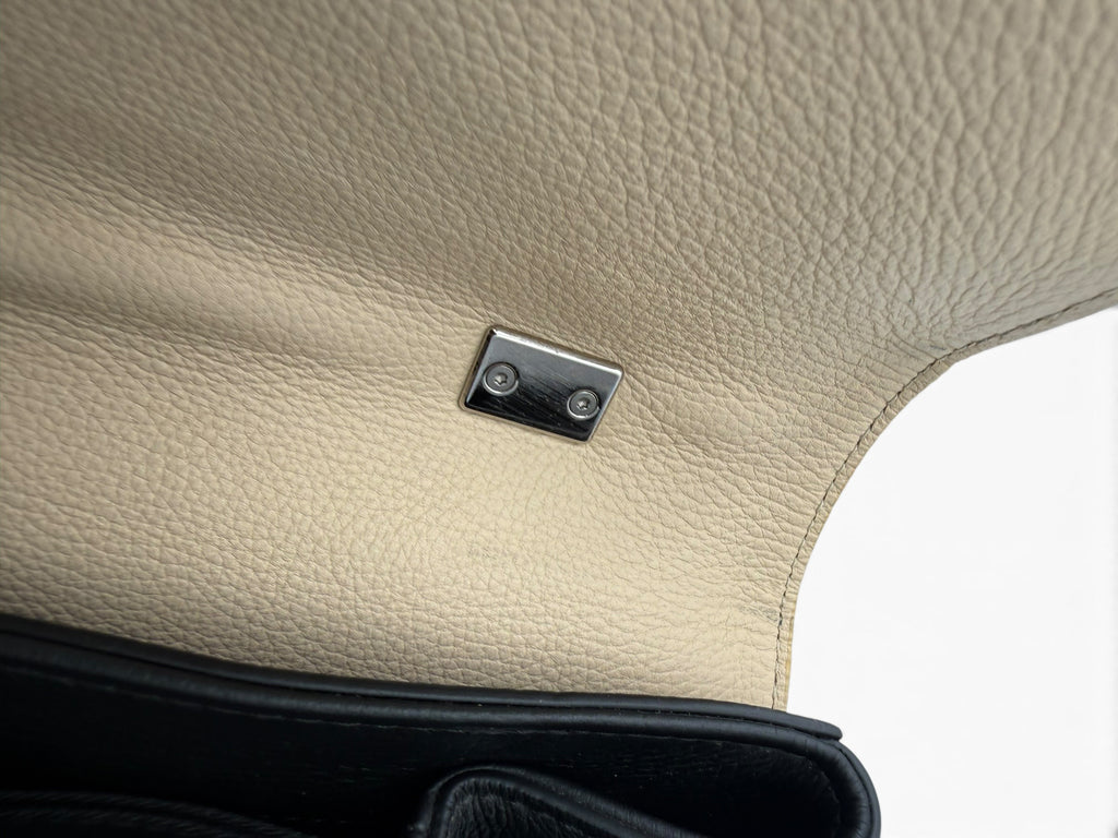 Louis Vuitton Lockme Flap MM Taurillon Leather Shoulder Bag – Crème & Black